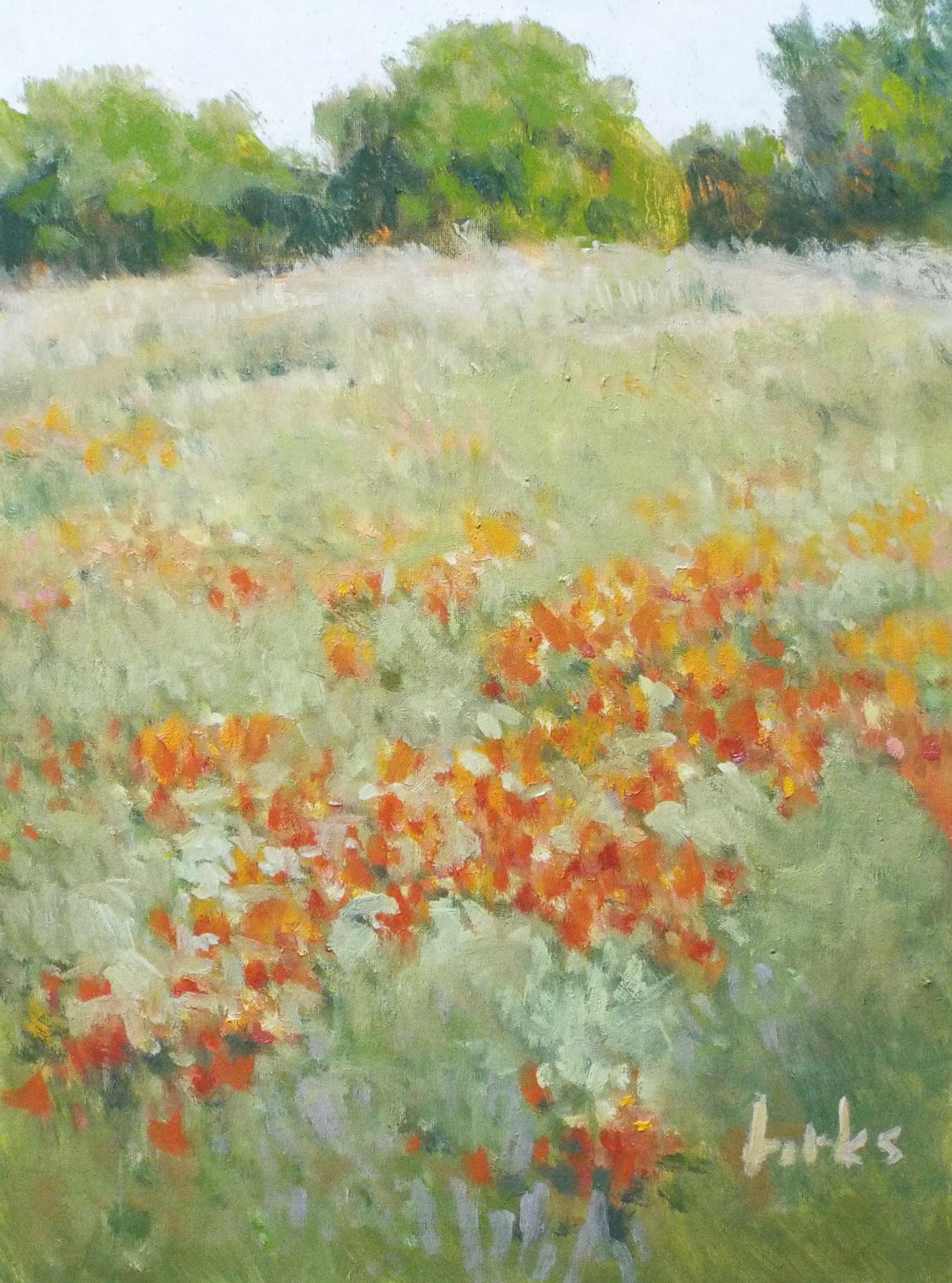 Roadside Reds, Oil Painting - Art by David Forks