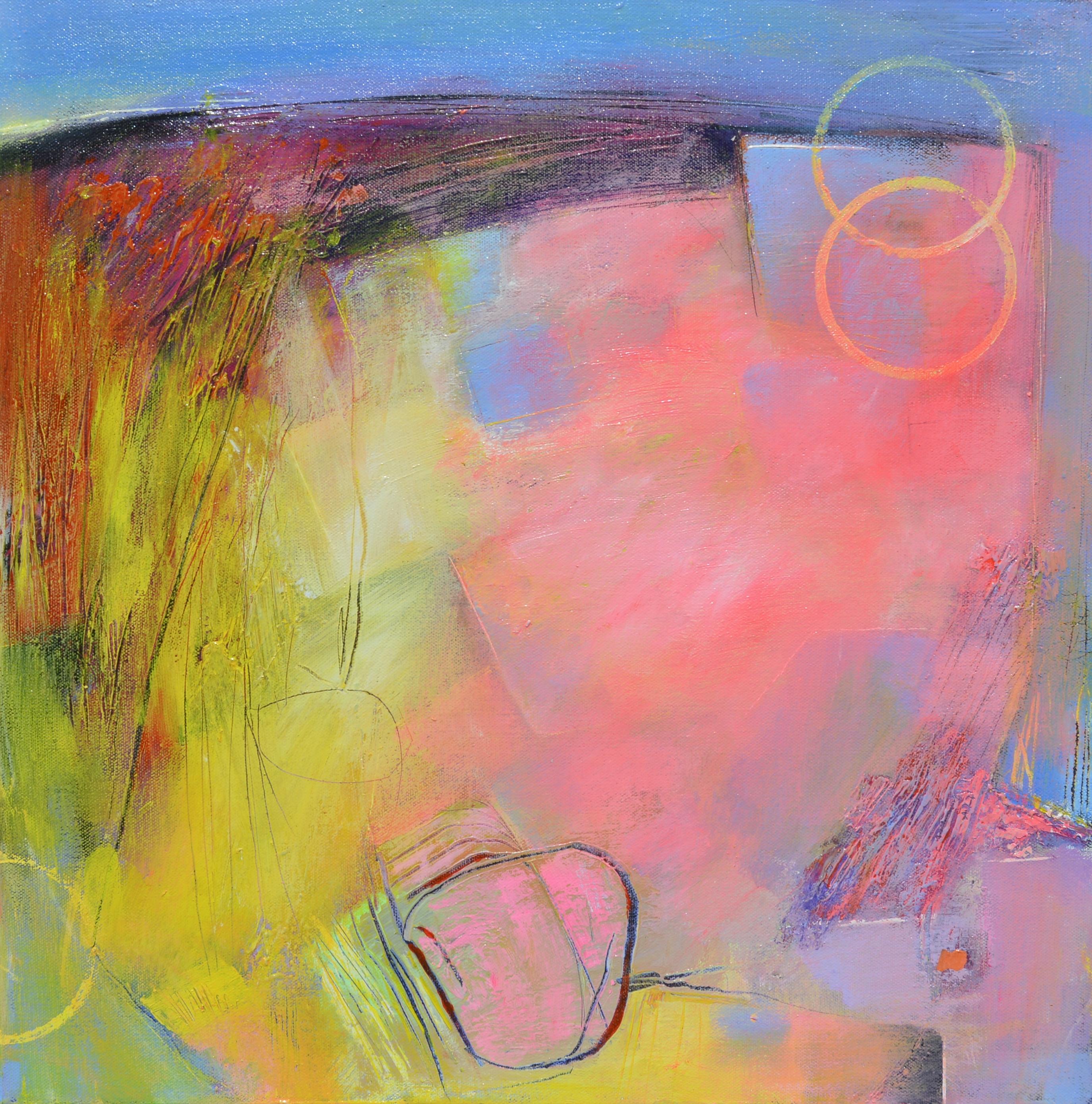 Abstract Painting di Patrick O'Boyle - Paesaggio astratto con cerchi, pittura astratta