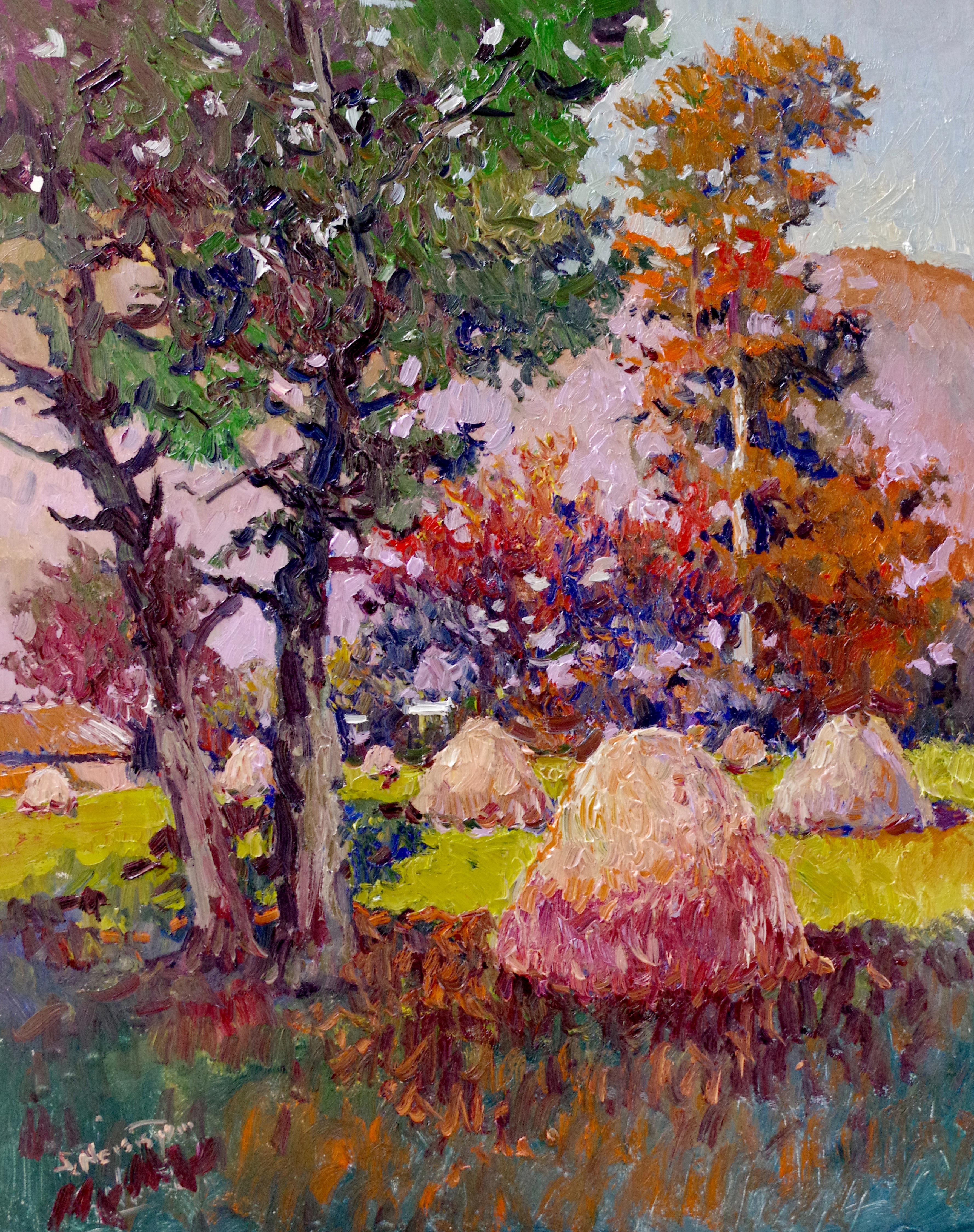 Suren Nersisyan Landscape Painting - Haystacks, Oil Painting
