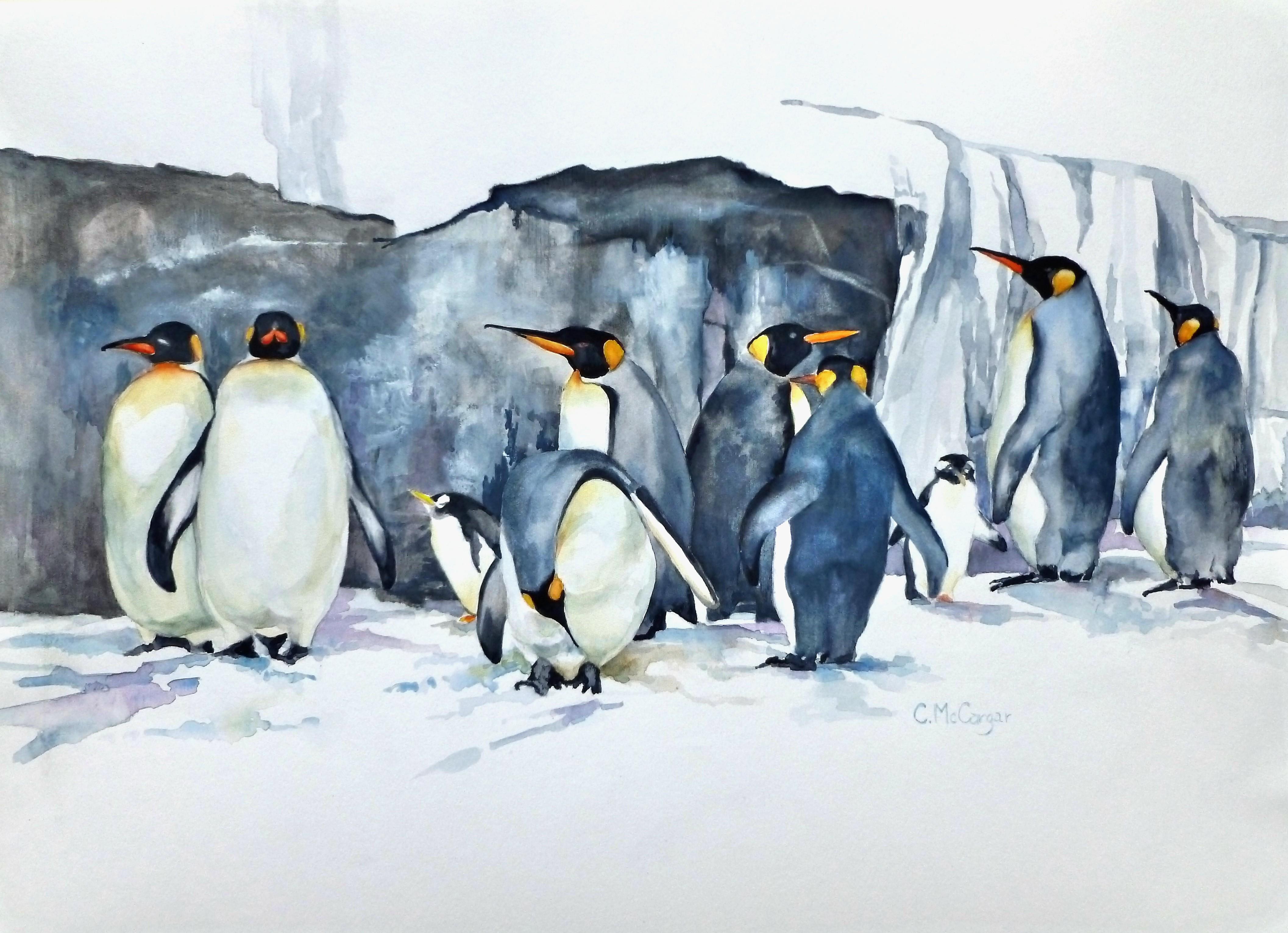 Catherine McCargar Animal Art – Family Gathering, Original-Gemälde