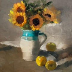 Sunflowers with Yellow Apples, Oil Painting