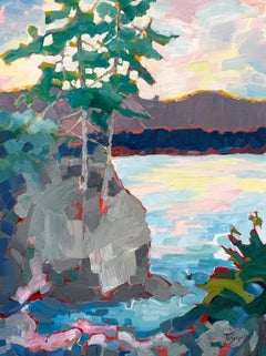 Gray Rock with Red, Oil Painting