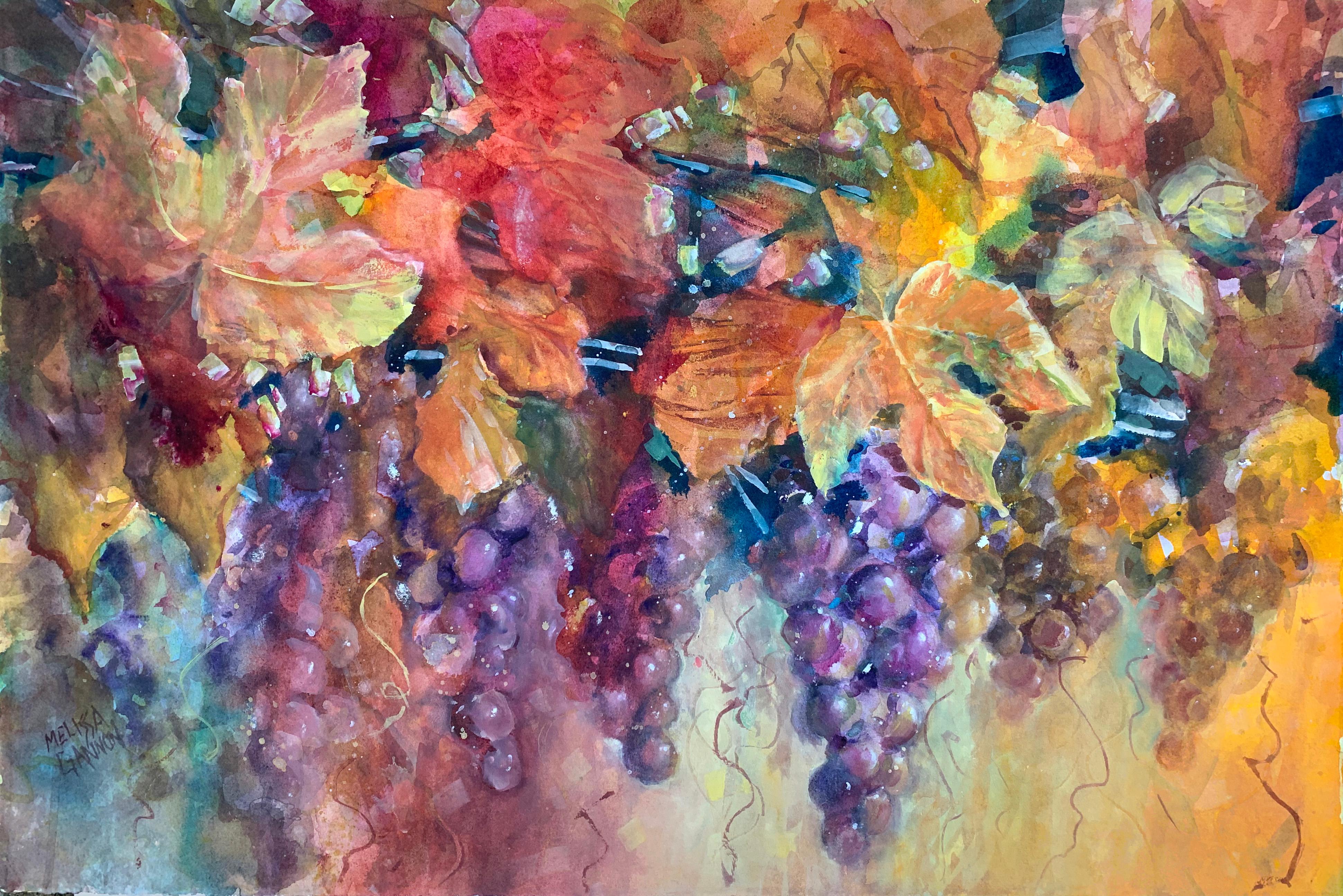 Magic & Grapes, Original Painting - Mixed Media Art by Melissa Gannon