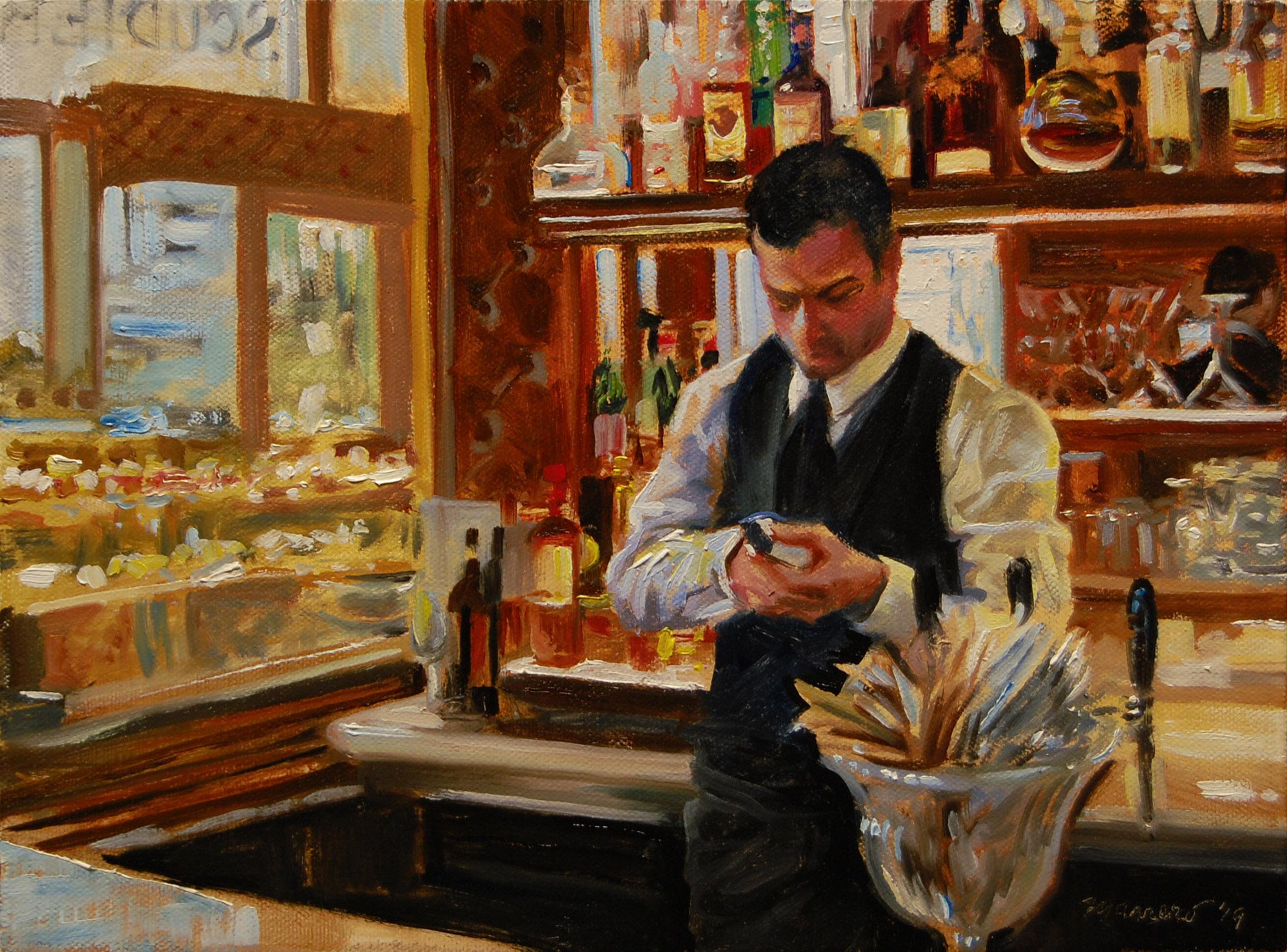 Checking the Vintage, Oil Painting - Art by Onelio Marrero