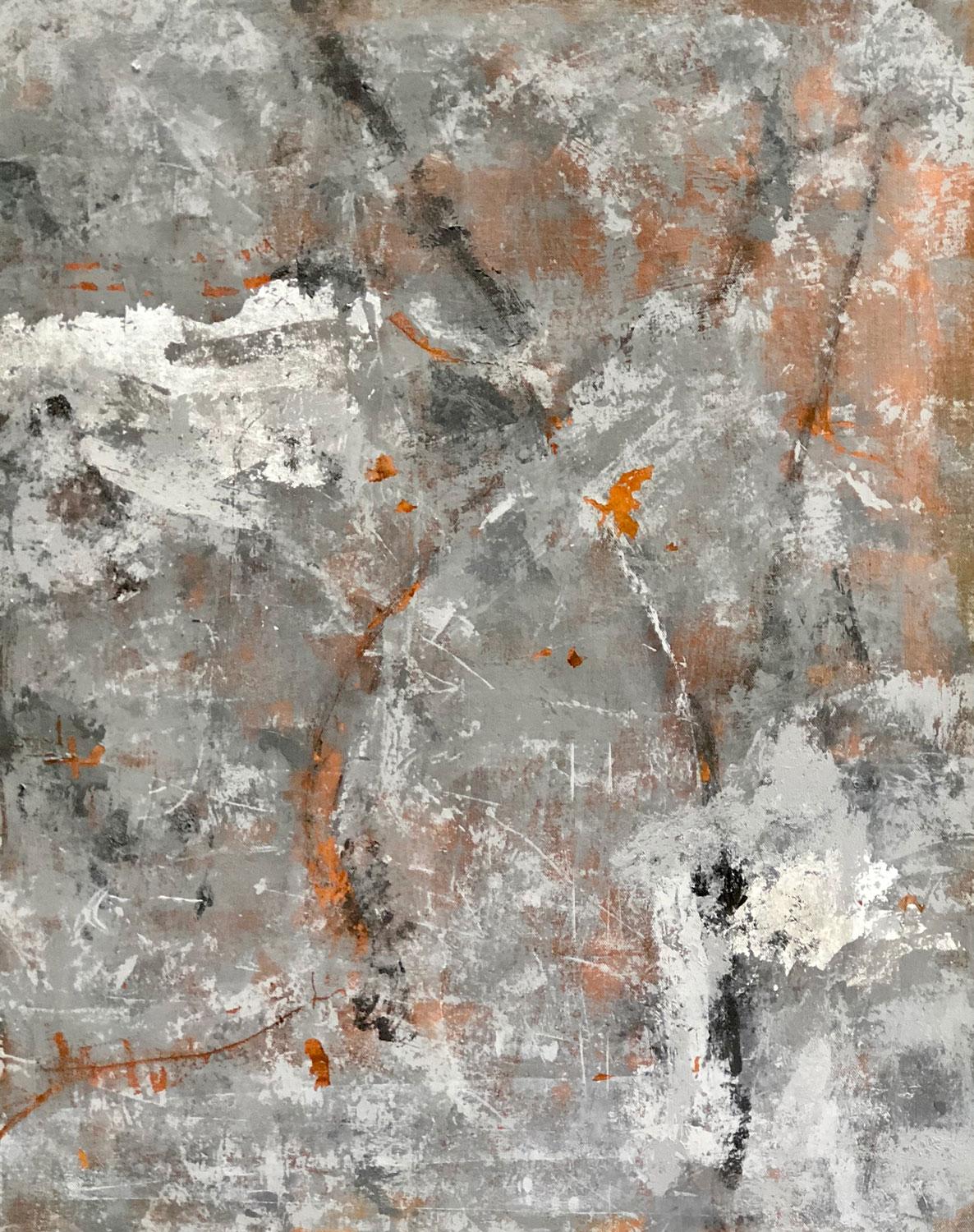 Arrangement in Silver and Gray, Abstract Painting - Mixed Media Art by Maya Malioutina