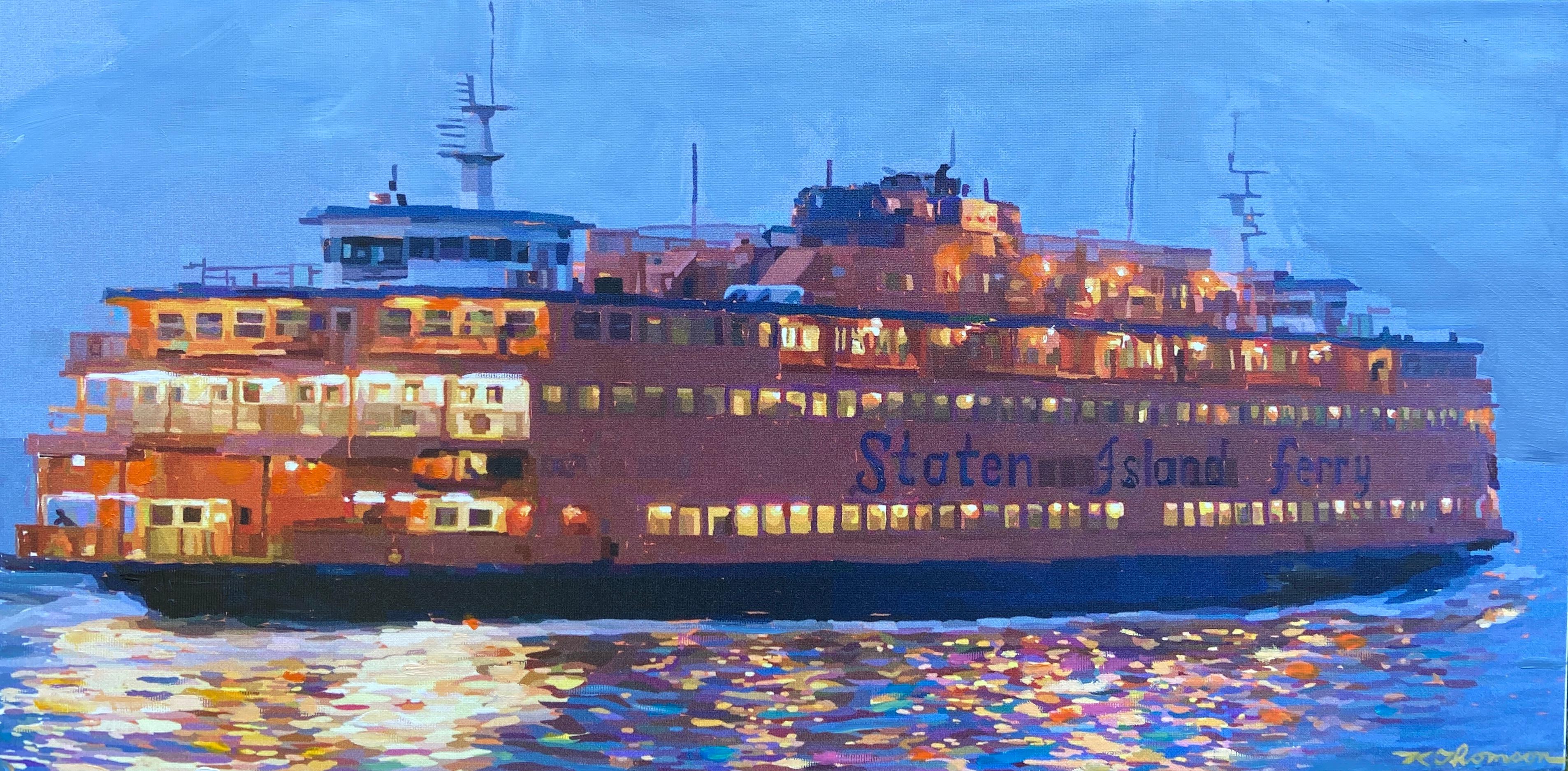 Staten Island Ferry, Original Painting - Mixed Media Art by Keith Thomson