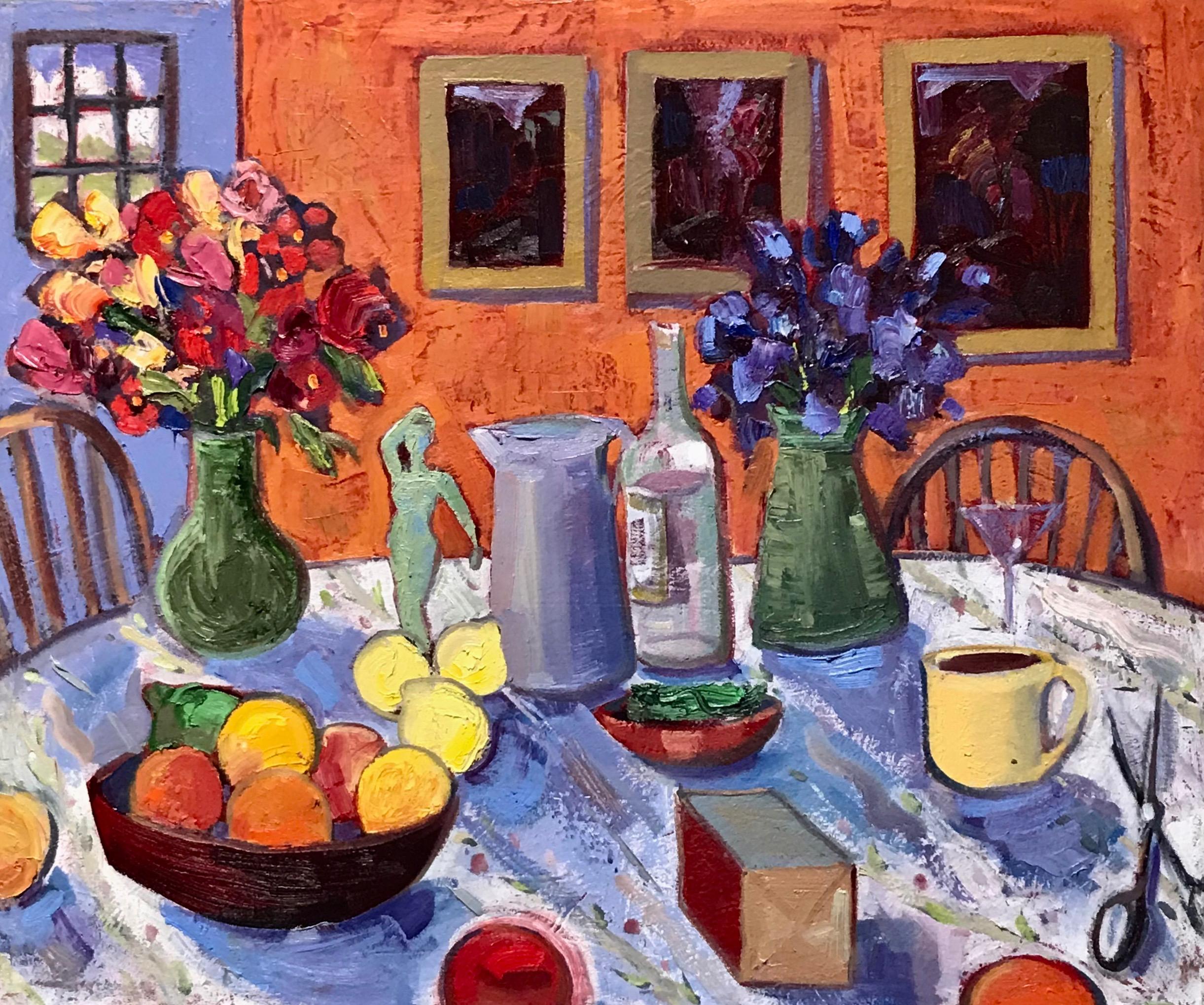 Still Life Tablescape, Oil Painting - Art by James Hartman