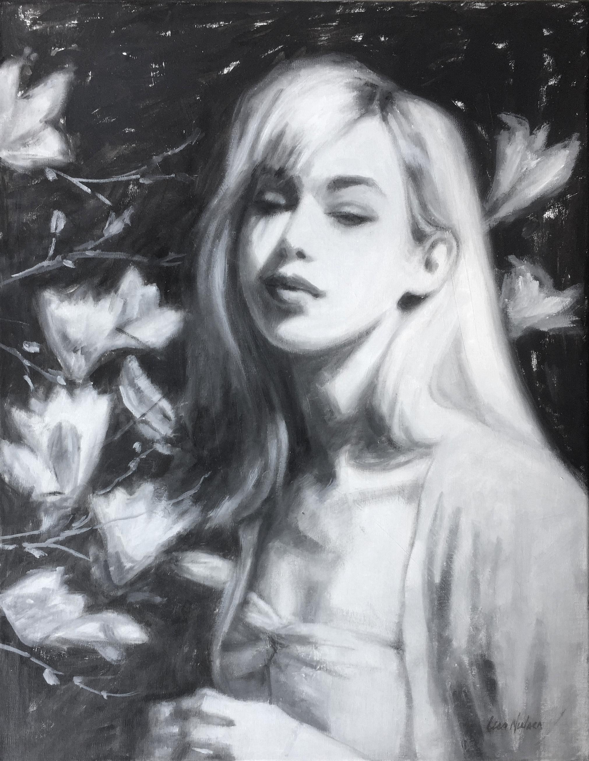 Lisa Nielsen Figurative Painting - In the Magnolias, Oil Painting