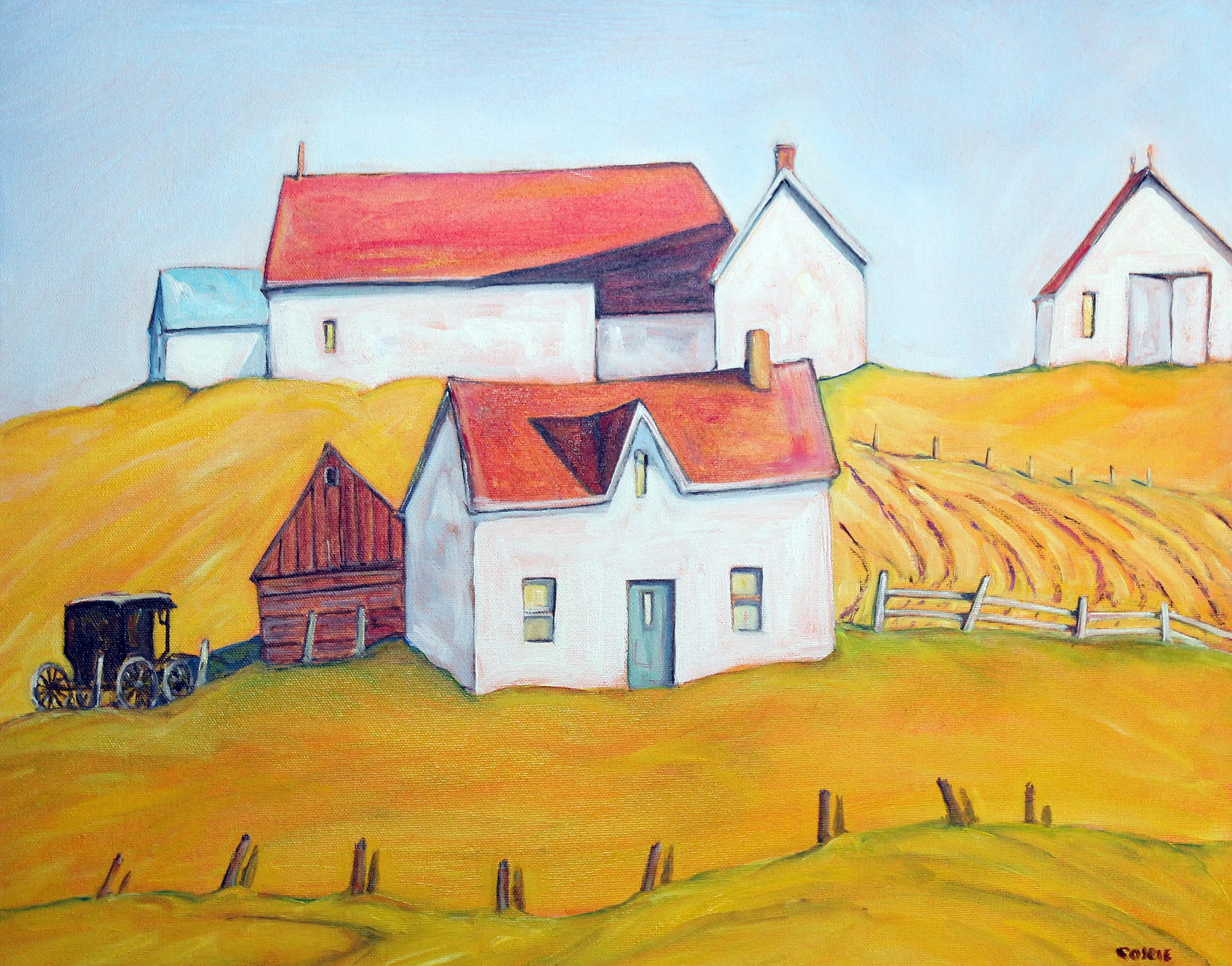 Doug Cosbie Interior Painting - Amish Farm, Heuvelton, New York, Oil Painting