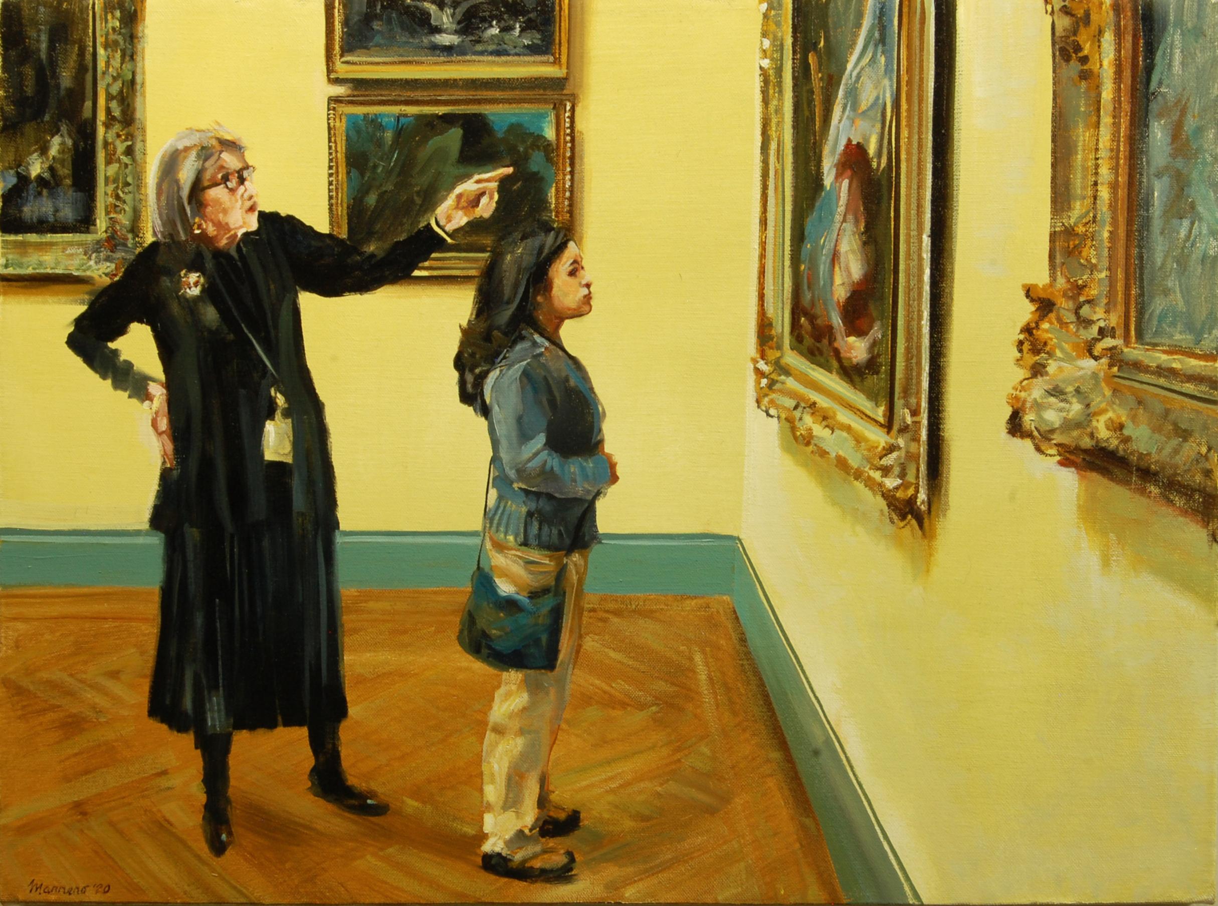 With the Docent, Oil Painting - Art by Onelio Marrero