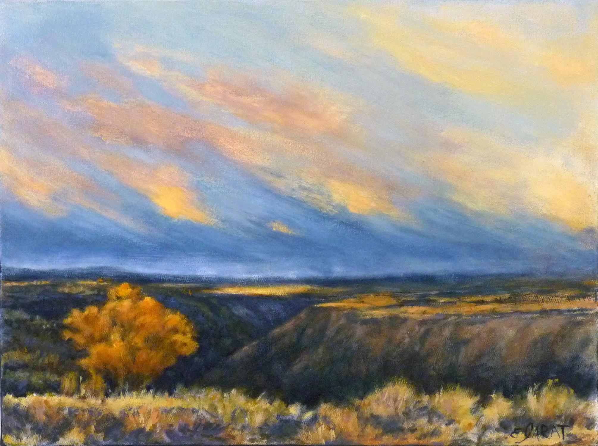 Taos Gorge Landscape, Oil Painting - Art by Elizabeth Garat
