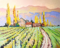 Fall Morning in the Vineyards, Oil Painting