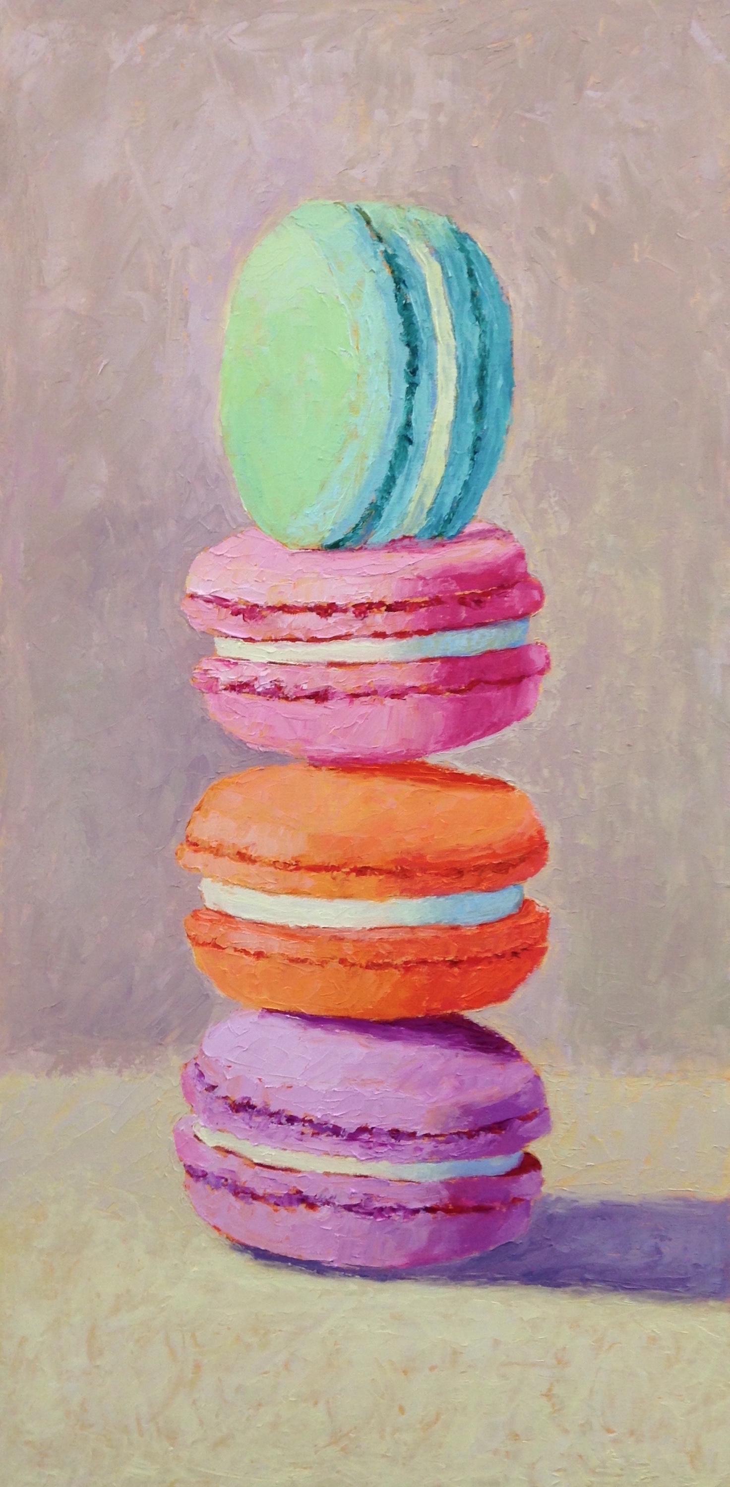 Pat Doherty Still-Life Painting - Stacked Macarons, Oil Painting