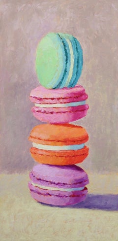 Macarons empilés, peinture à l'huile