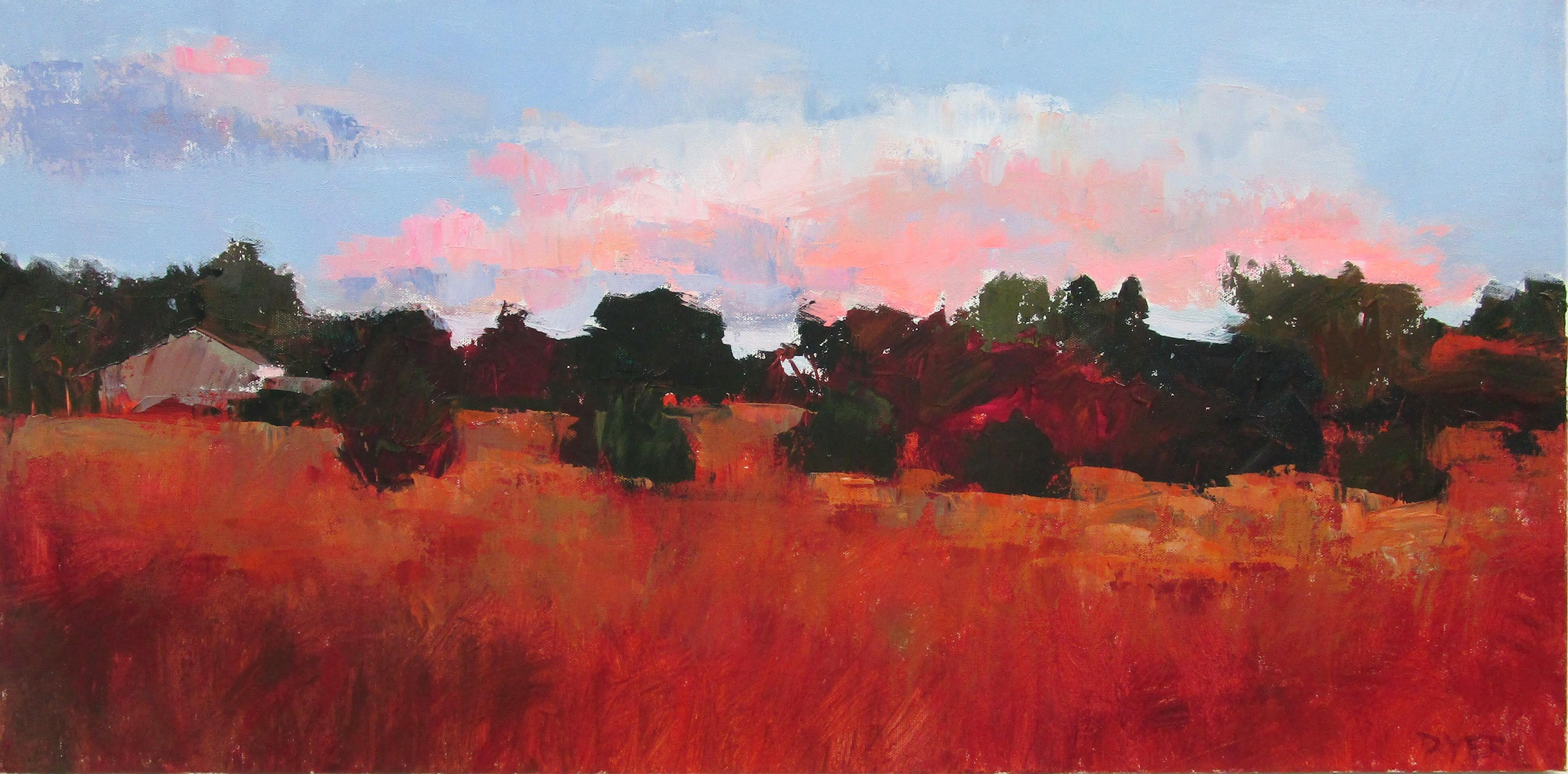 Sunset, Saumane, Original Painting - Art by Janet Dyer