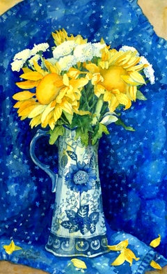 Sunflowers and Half Moons, Original Painting