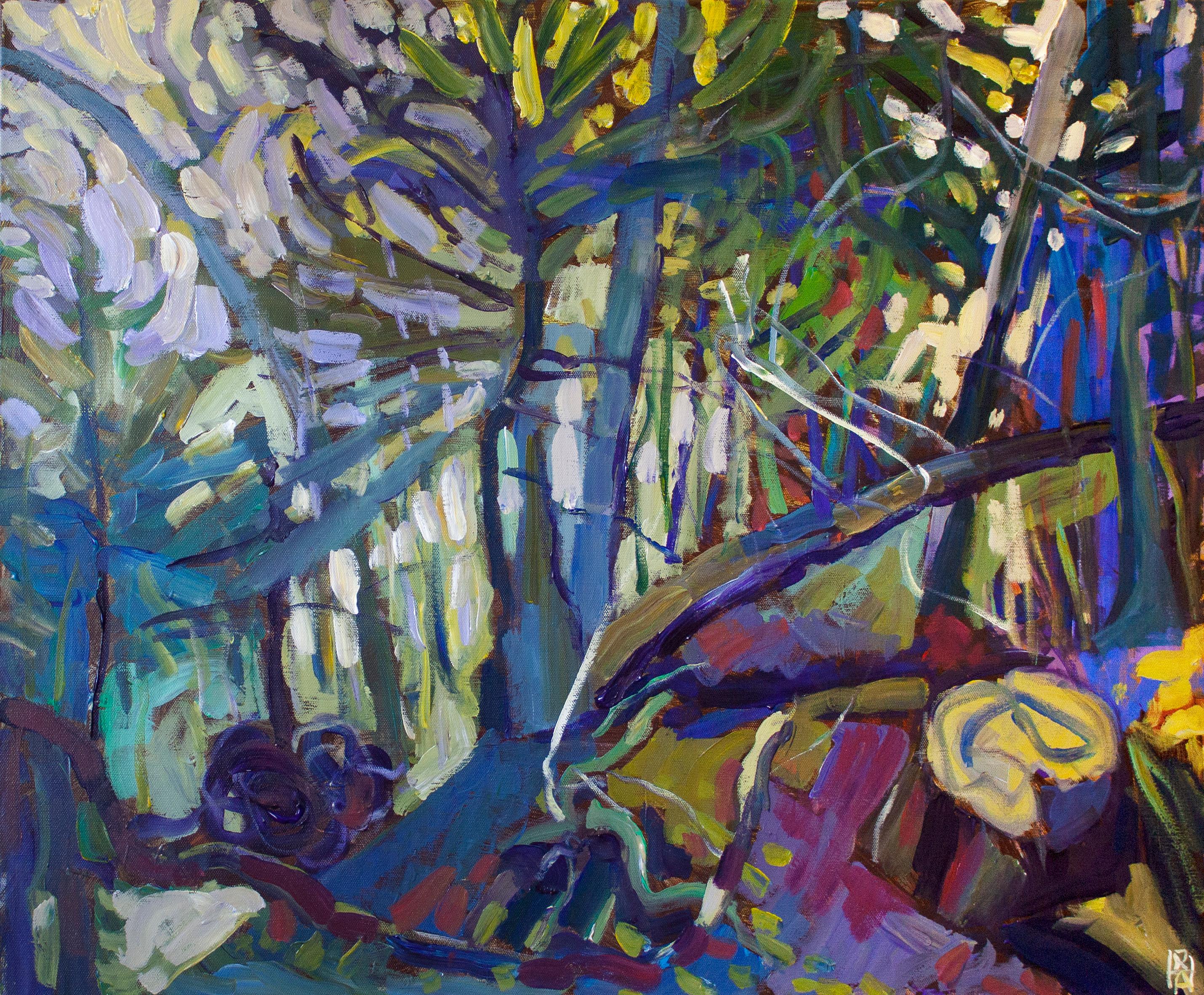 Robert Hofherr Landscape Painting - Forest with Fallen Tree, Original Painting