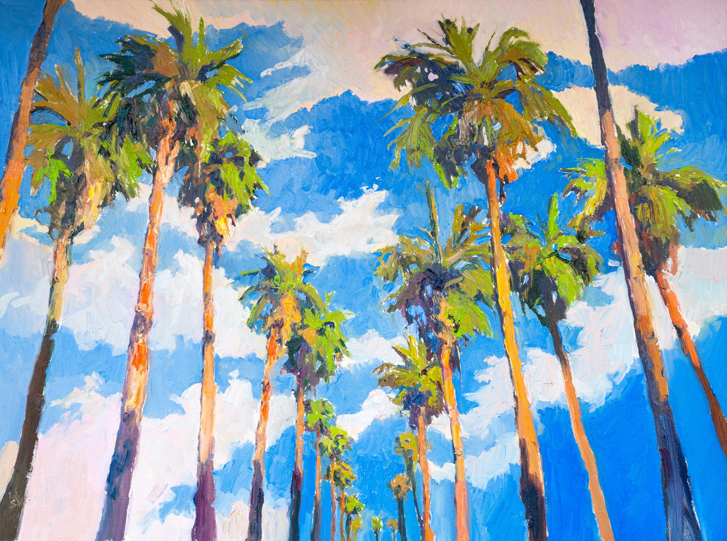 Palm Trees and Sky, Oil Painting - Art by Suren Nersisyan