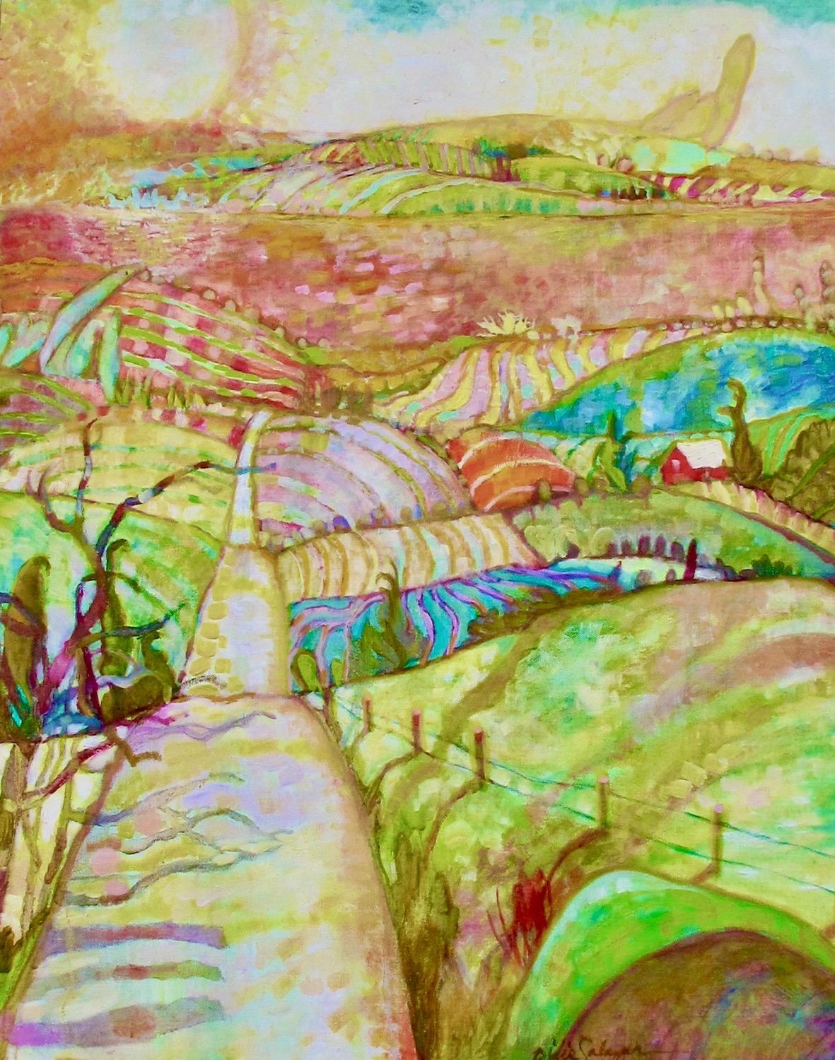 Road through the Farmlands, Oil Painting