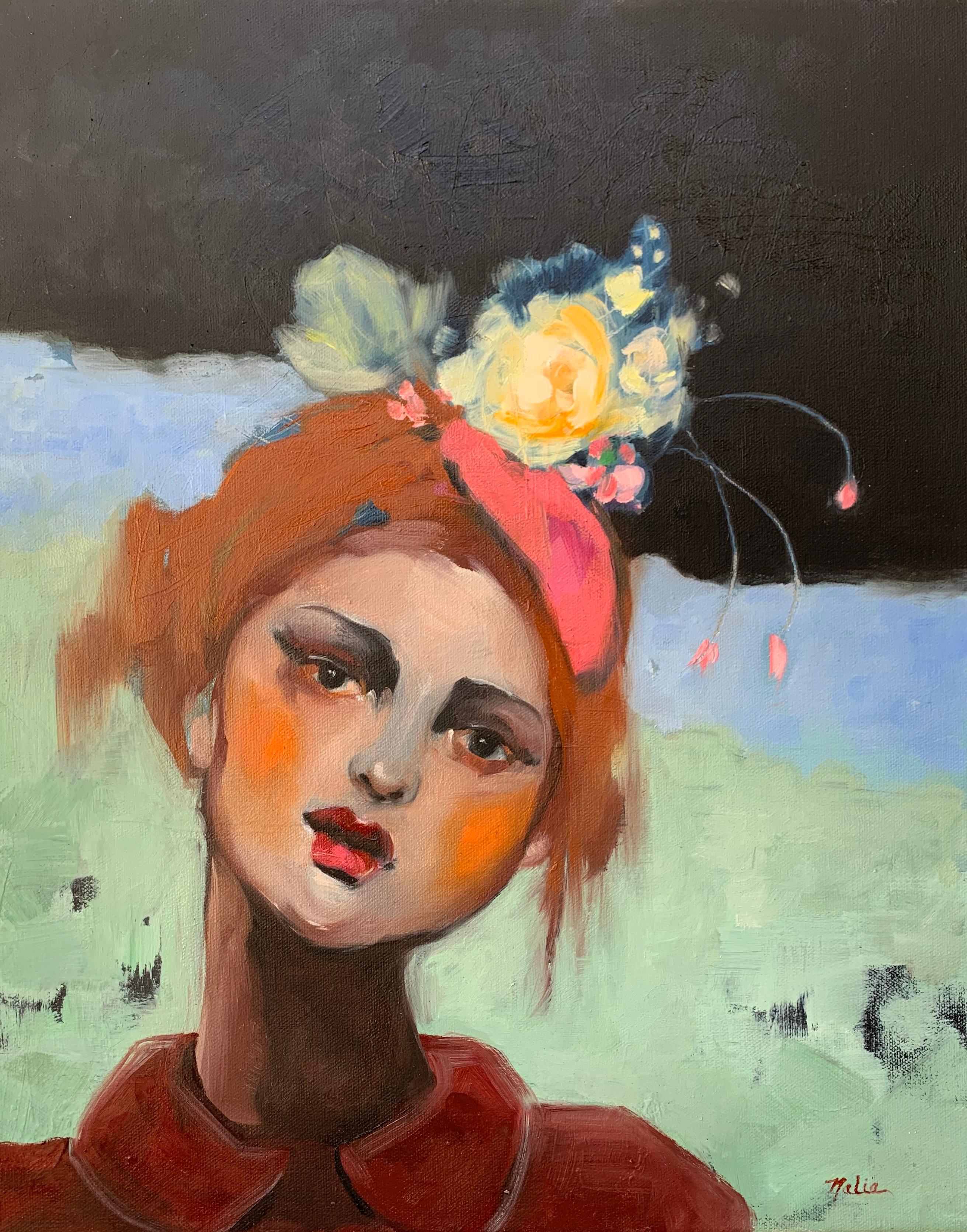 The Young Flower Waif, Oil Painting - Art by Malia Pettit