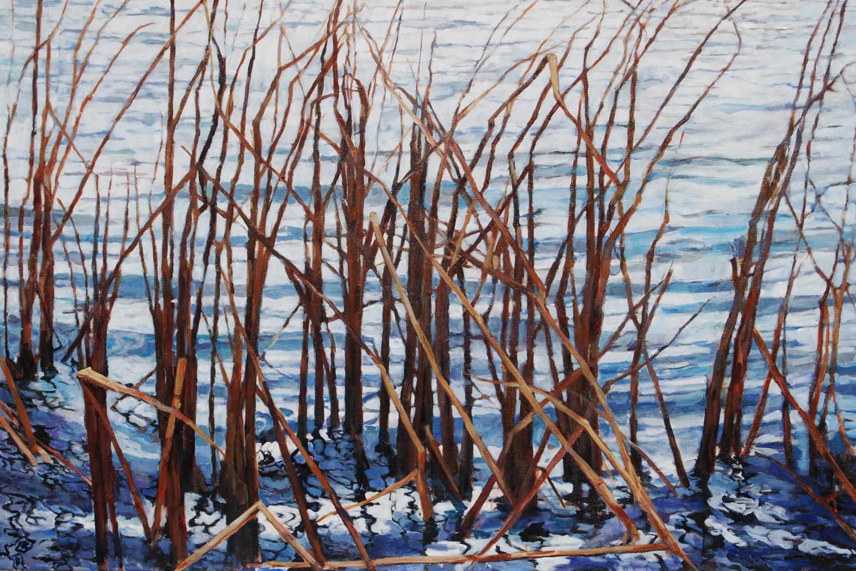 Reeds and Ripples, Originalgemälde – Art von Heather Foster