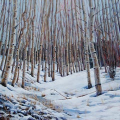Snowy Aspen Grove, Original Painting