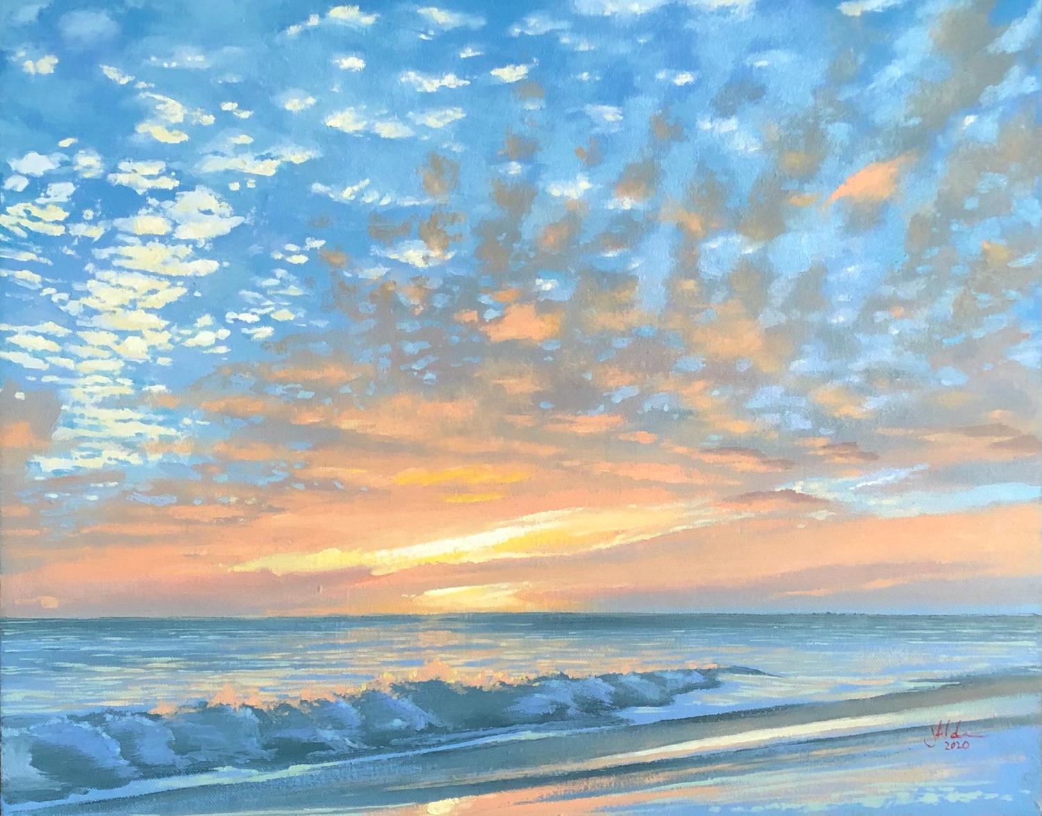 Landscape Painting Jesse Aldana - Rayon de soleil, peinture à l'huile