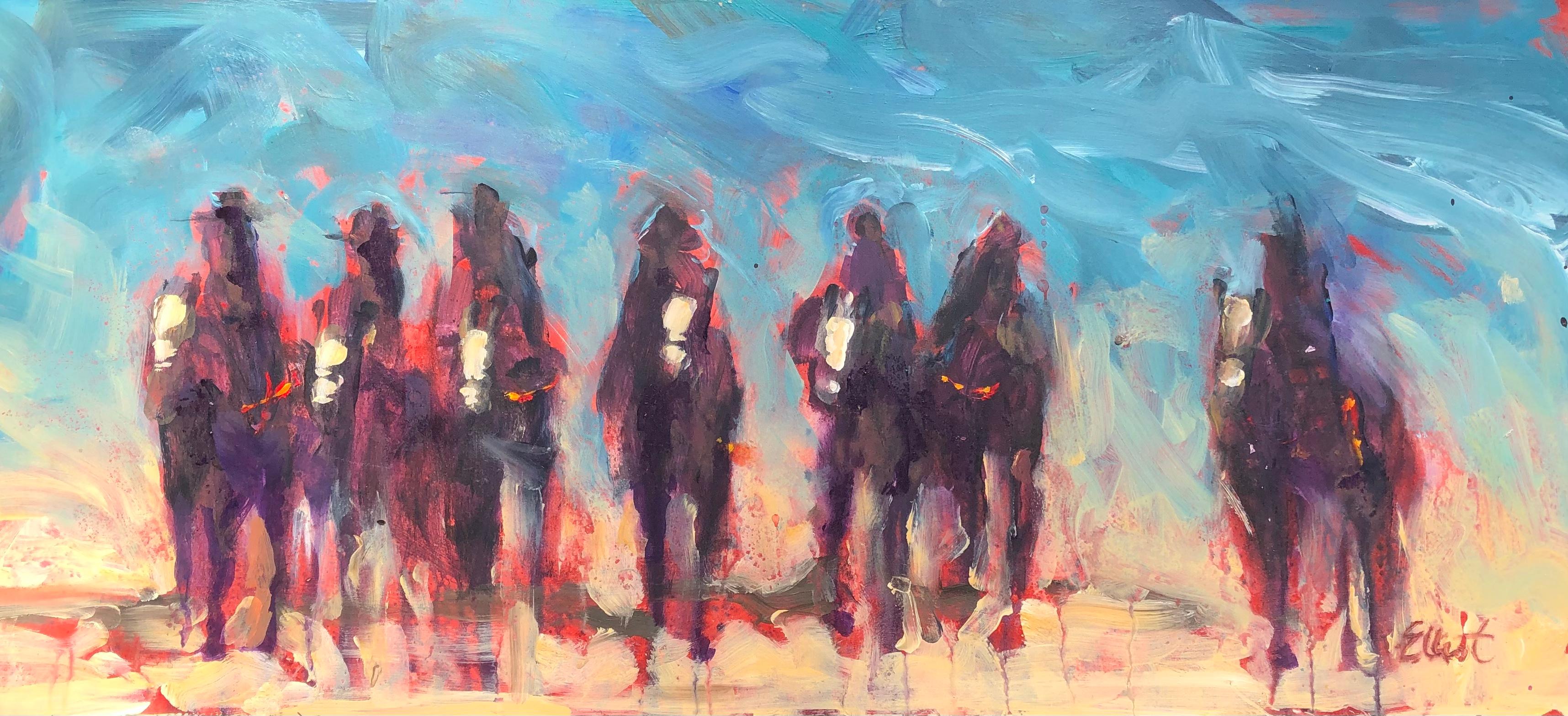 Cowboys on Horseback 10, Abstract Painting - Art by Elliot Coatney