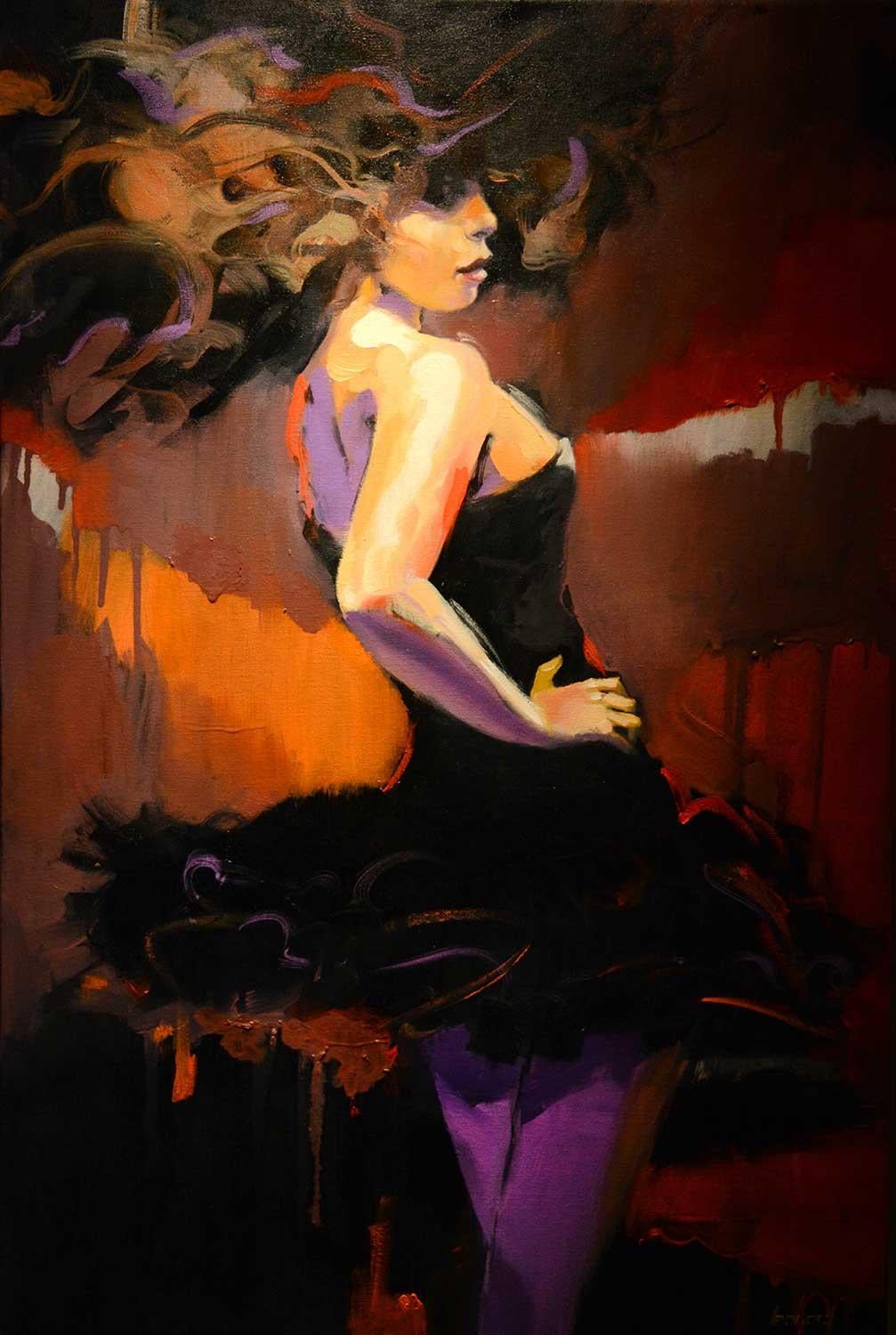 Gary Leonard Figurative Painting - Red Dancer, Oil Painting