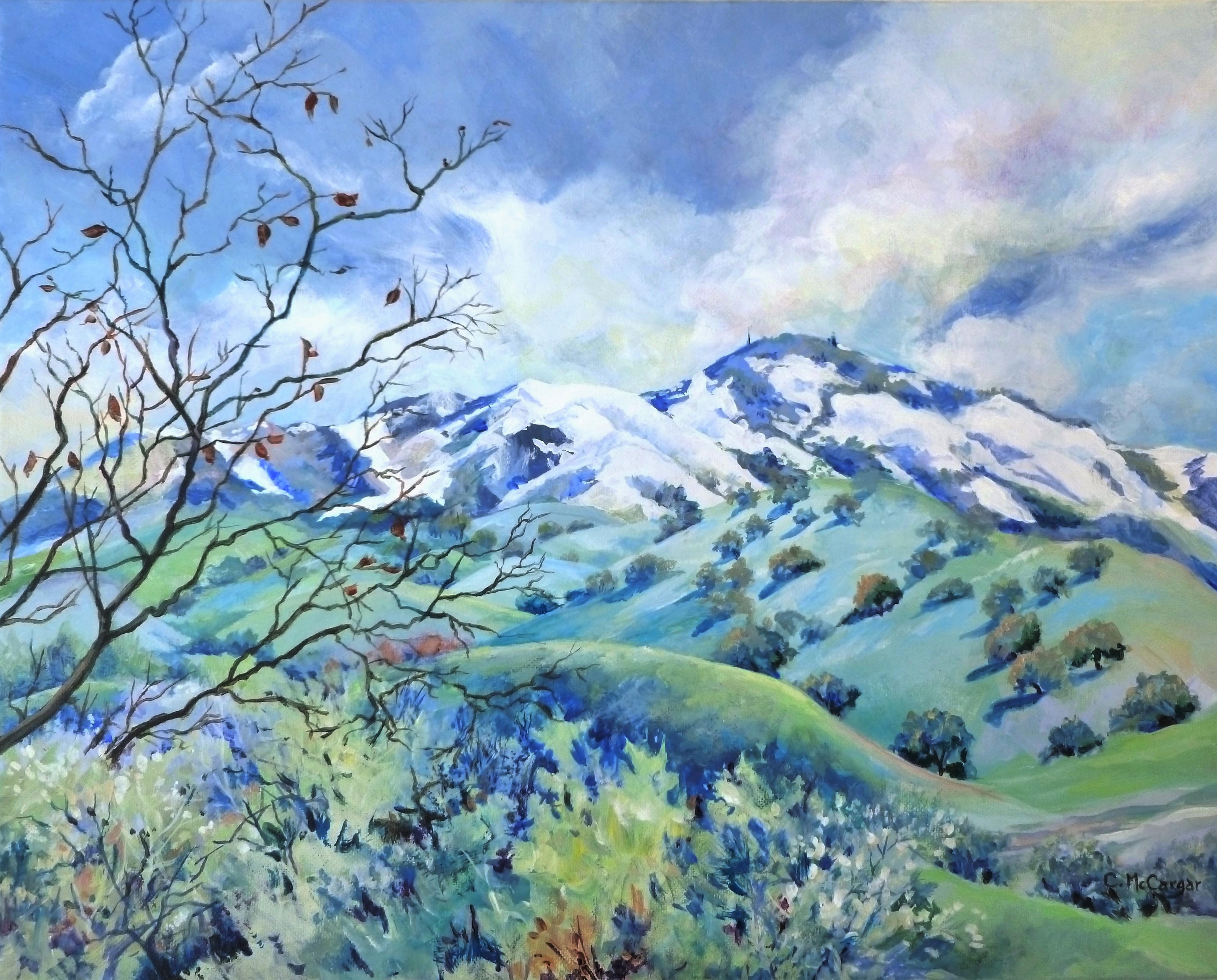 Peinture originale du mont Diablo baiser la neige