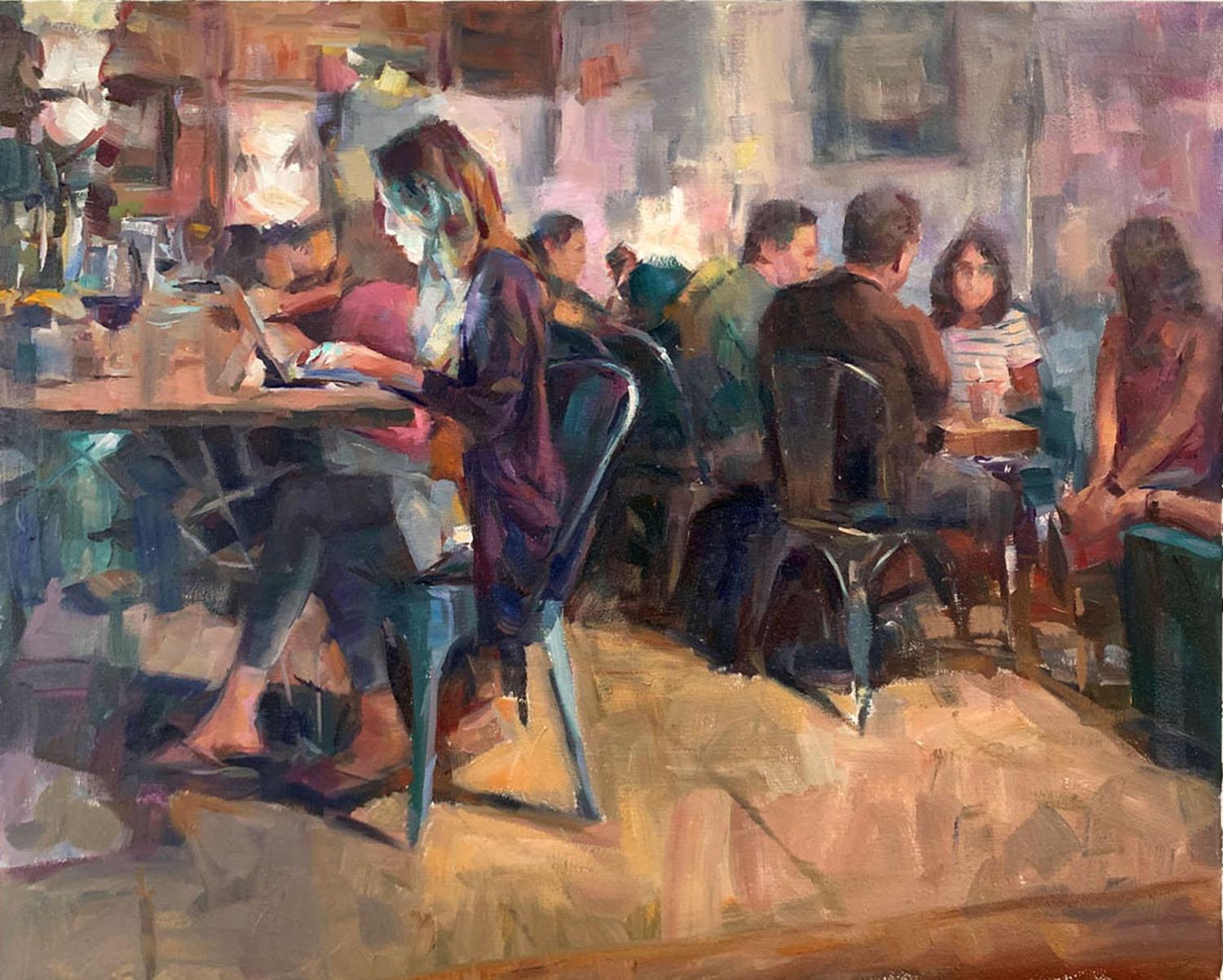 Late Night Cafe, Oil Painting