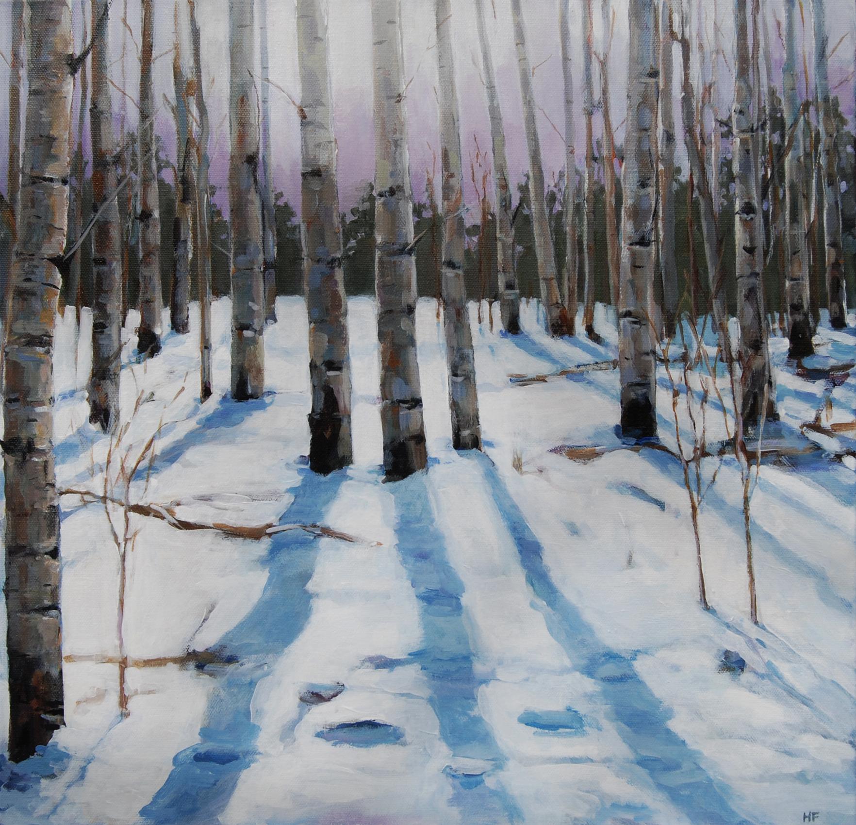 Landscape Painting Heather Foster - Storm Glow in Aspen Grove, peinture d'origine