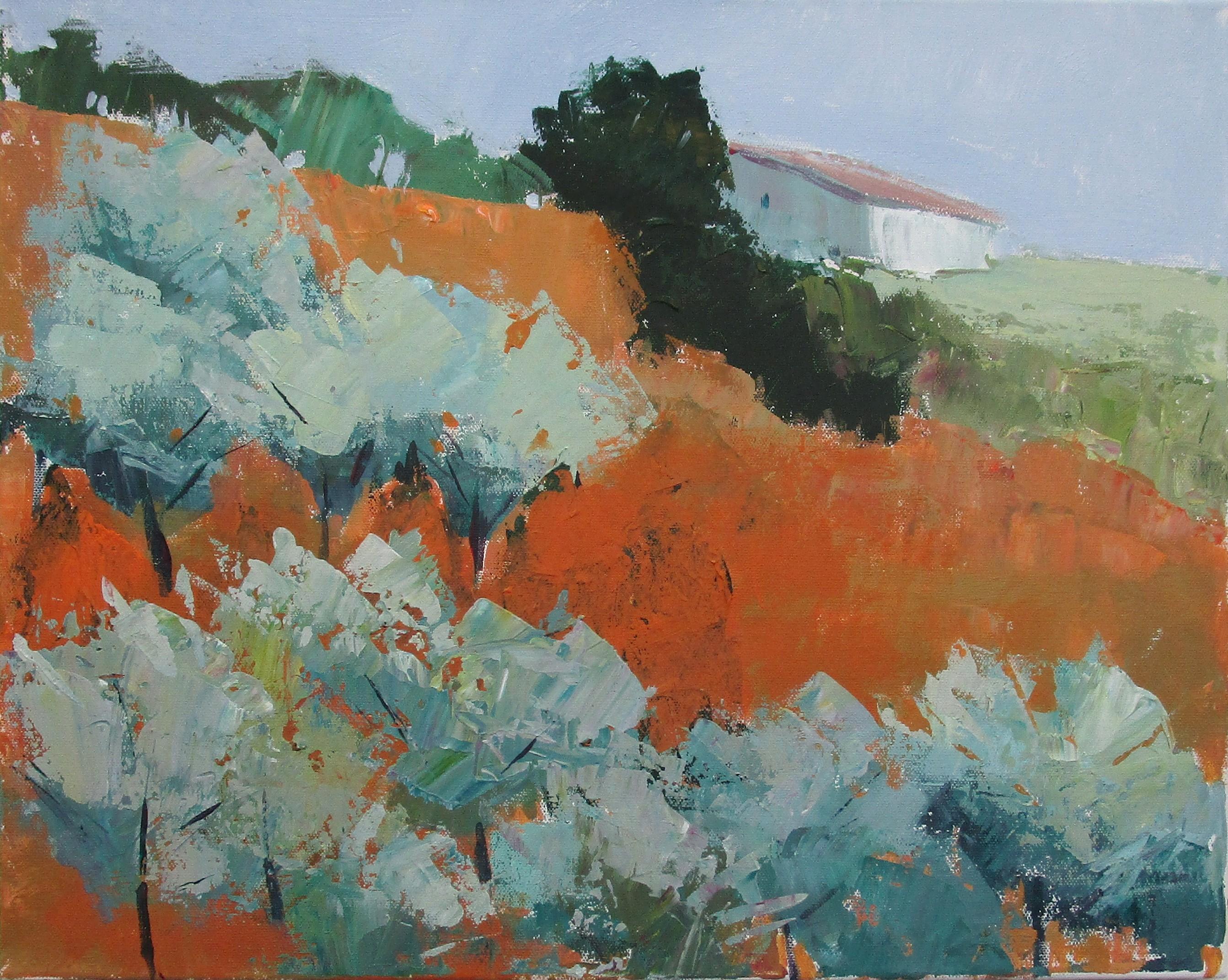 Janet Dyer Landscape Painting - House on Hillside, Italy, Original Painting