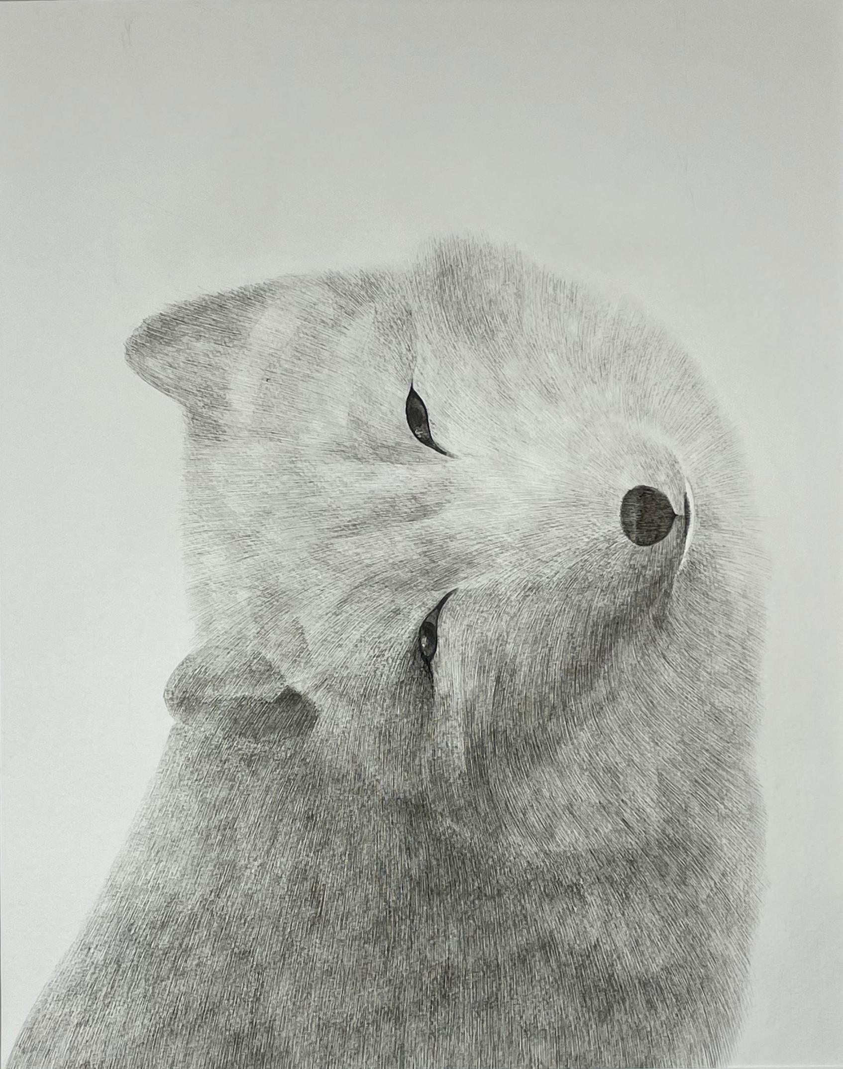 Ziui Vance Animal Art - Friends for a Sobering Time 07 Snow Fox, Original Painting