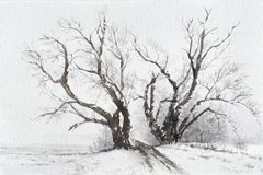 Poplars in Winter, Original Painting