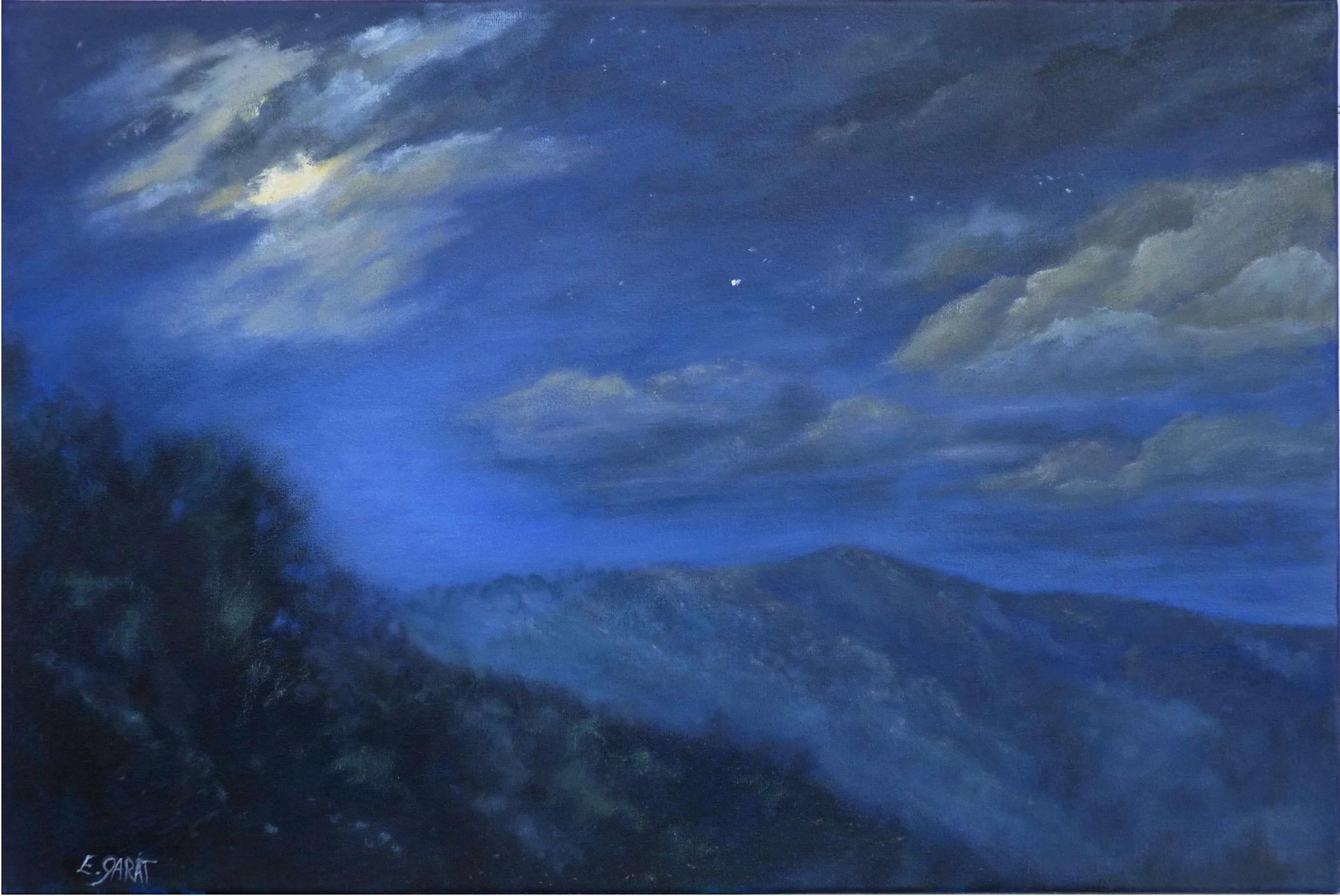 Elizabeth Garat Landscape Painting - Quiet Breathes This Night, Oil Painting