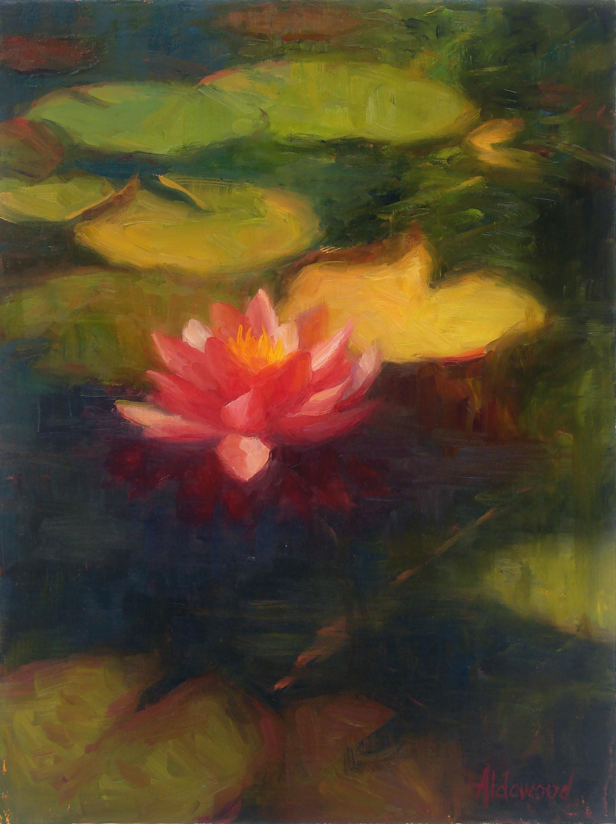 Sherri Aldawood Still-Life Painting - Mission Waterlily, Oil Painting