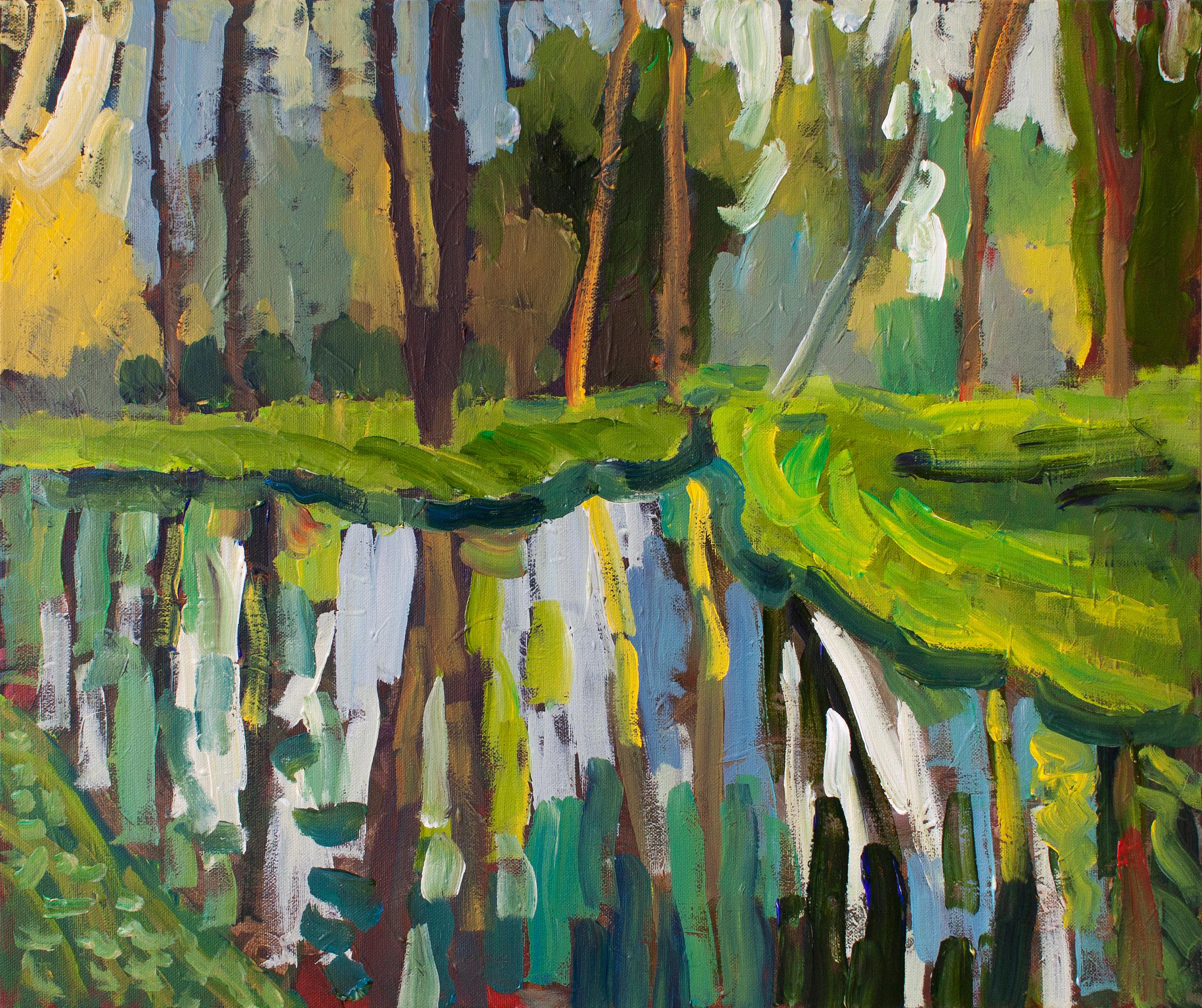 Robert Hofherr Landscape Painting - Spring Reflections, Original Painting