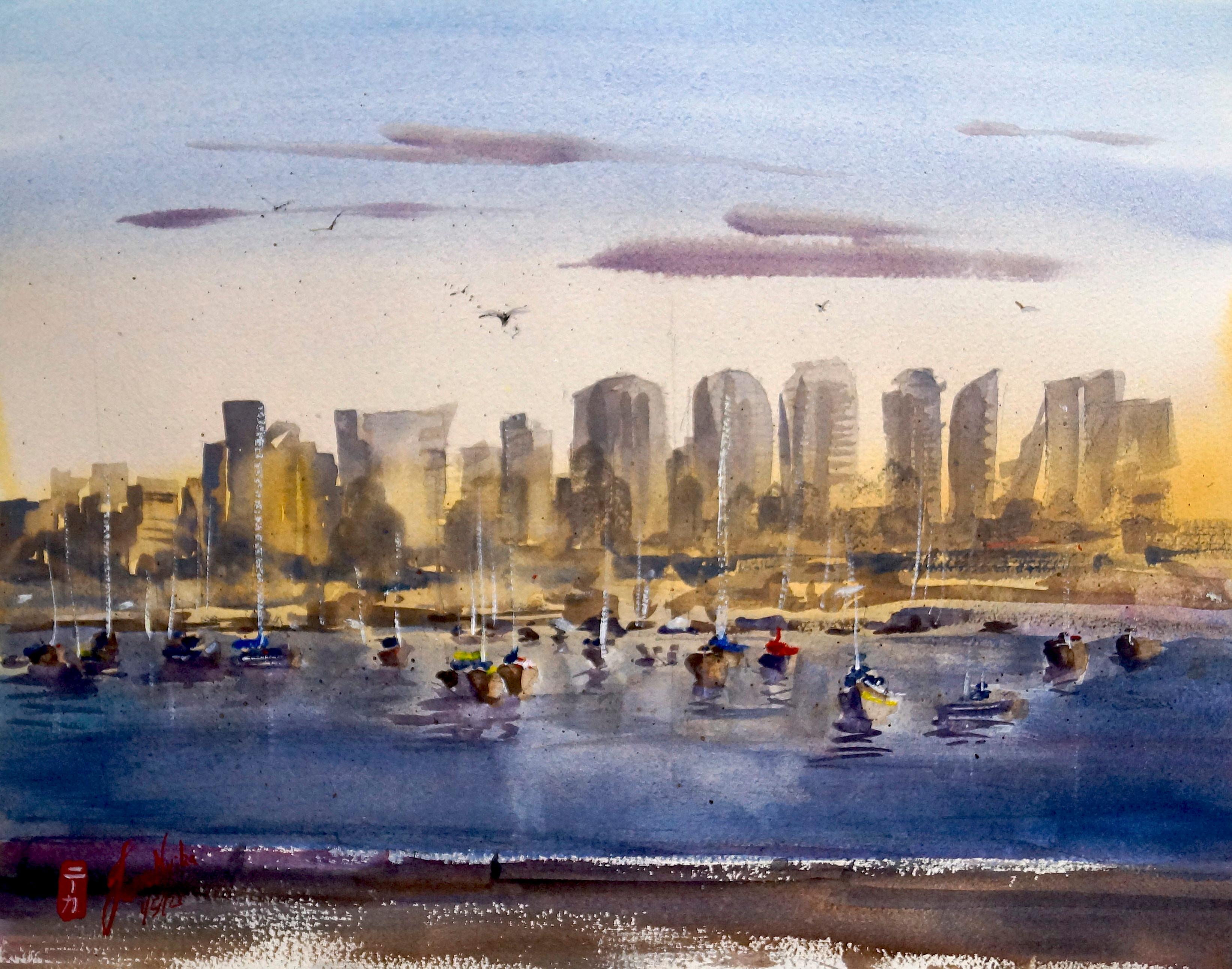 San Diego Bay, Original Painting - Art by James Nyika