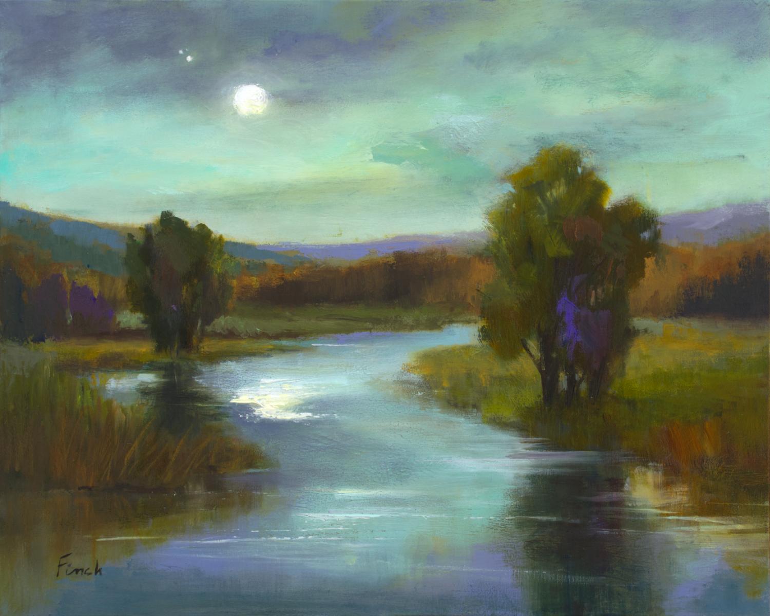 April Moon, Oil Painting - Art by Sheila Finch