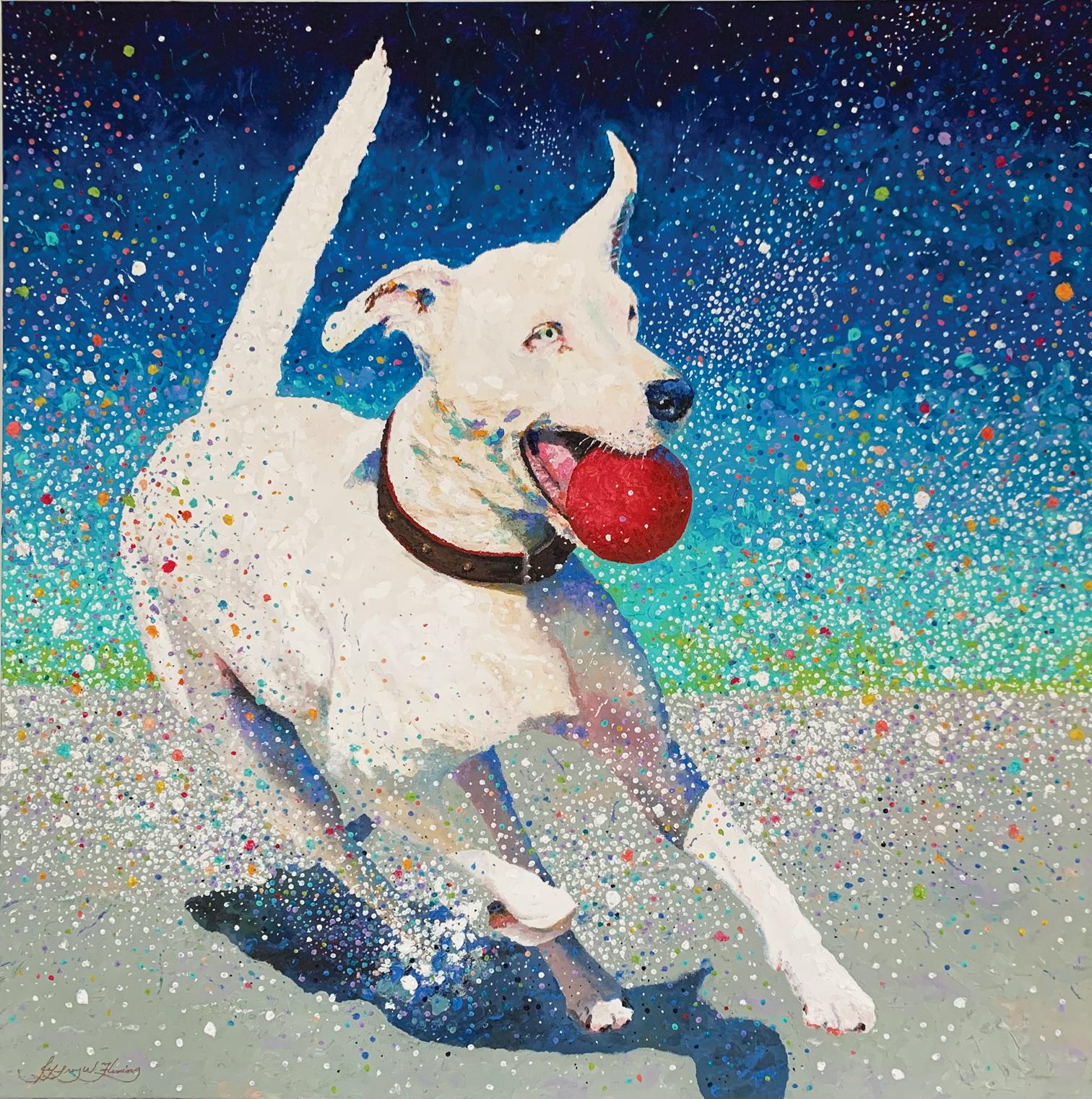 Jeff Fleming Animal Painting - Beach Day, Oil Painting