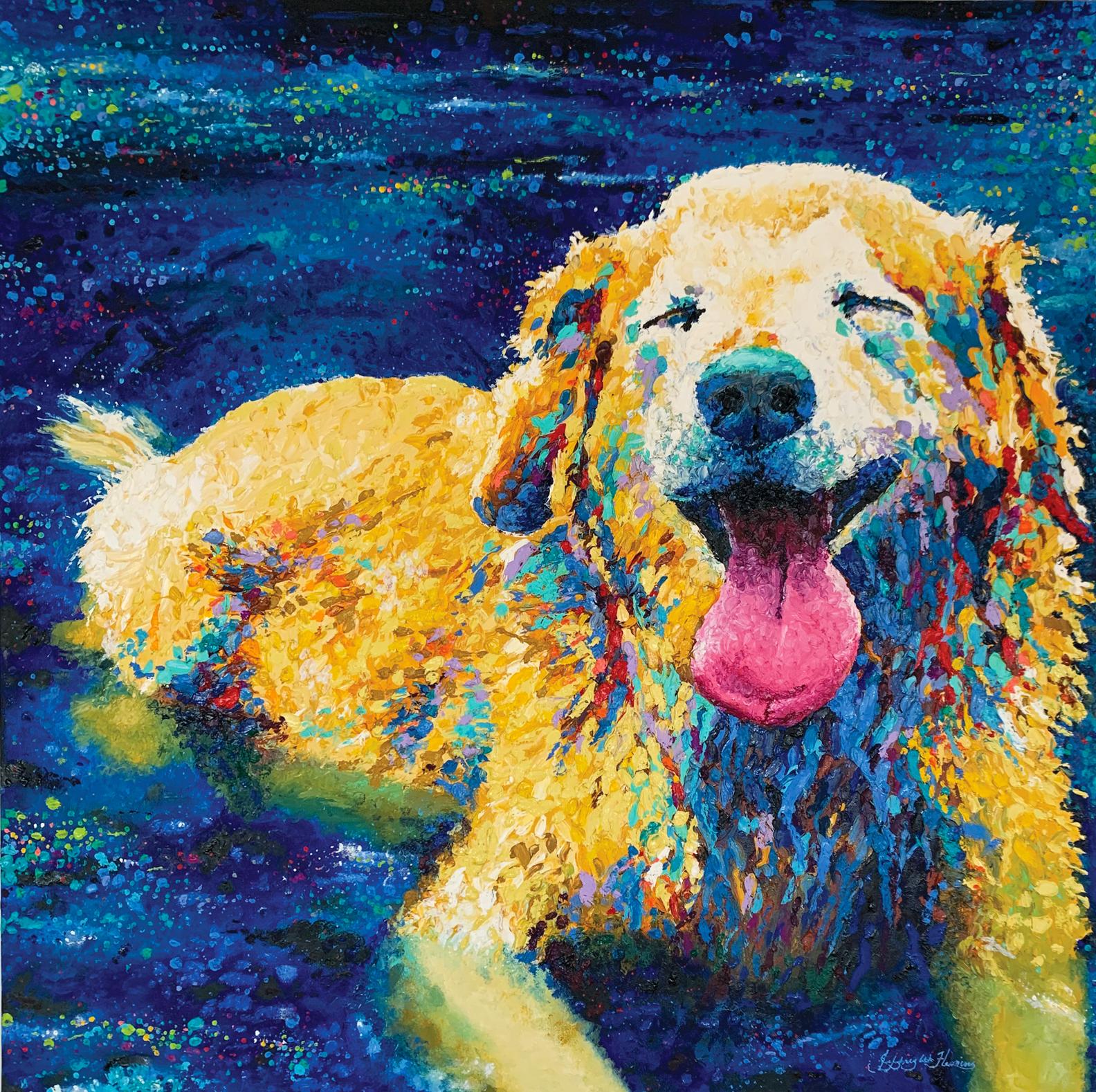 Jeff Fleming Animal Painting - Lazy Dog Day, Oil Painting