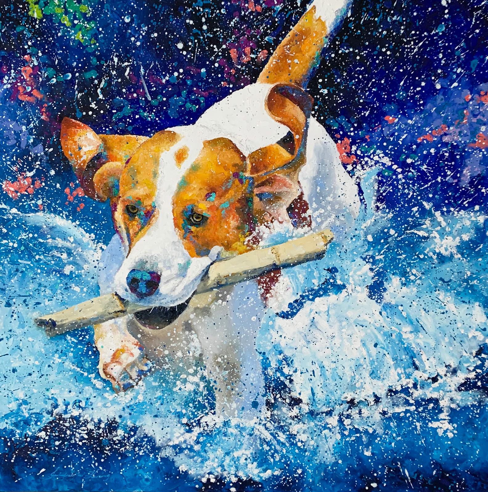 Fun Fetch, Oil Painting