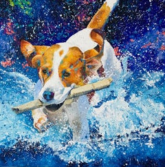 Fun Fetch, Oil Painting