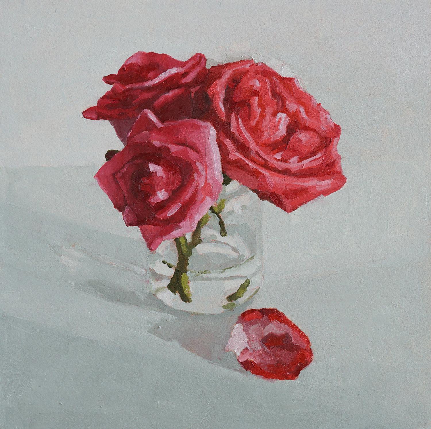 Still-Life Painting de Nicole Lamothe - Rosas de febrero, Pintura al óleo
