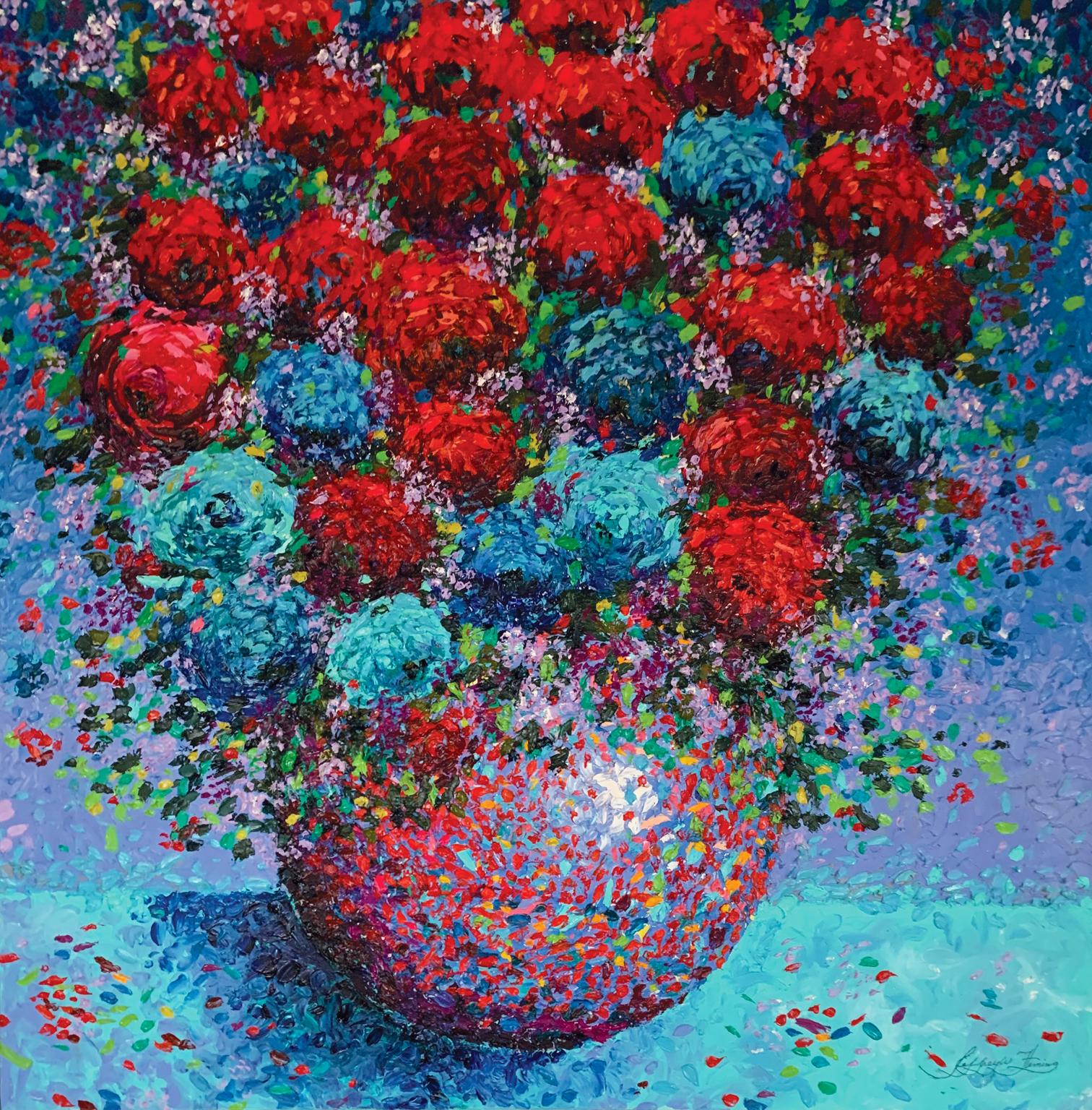 Jeff Fleming Still-Life Painting - Red Vibrations, Oil Painting