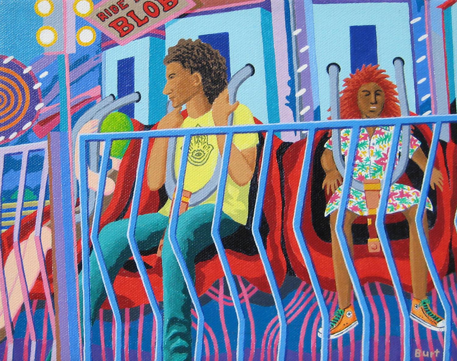 Leroy Burt Figurative Painting - Carnival Ride, Original Painting