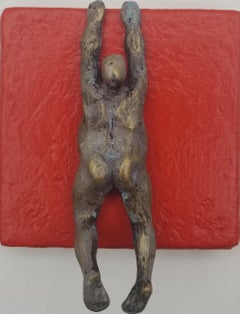 Small Being Climber on Red (Series 2/50), Original Painting