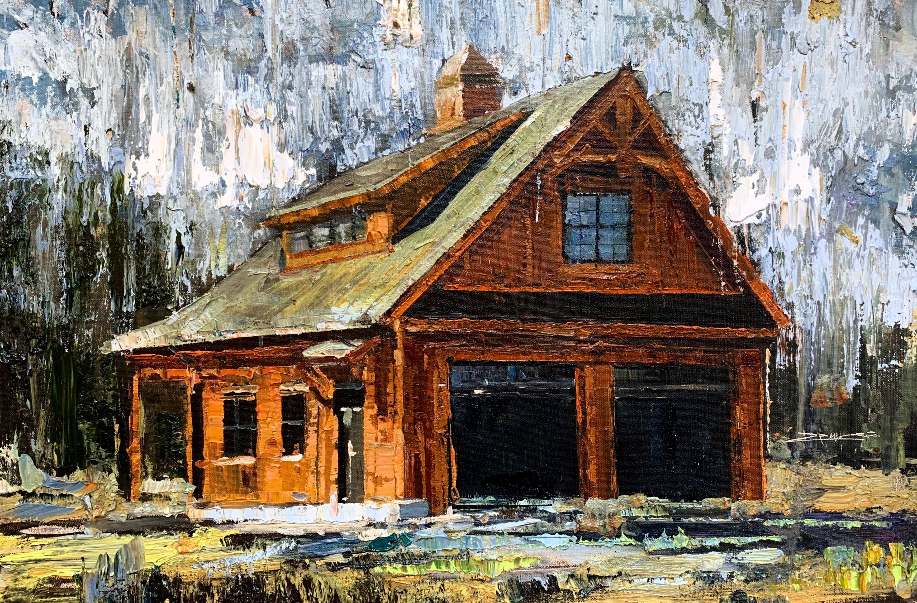 Orange Barn, Oil Painting - Art by Eric Alfaro