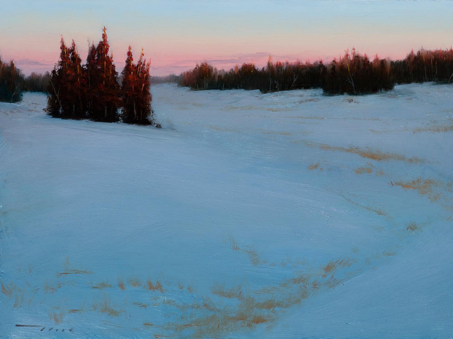 Landscape Painting McGarren Flack - Peinture à l'huile - Range de montagnes du cèdre de neige